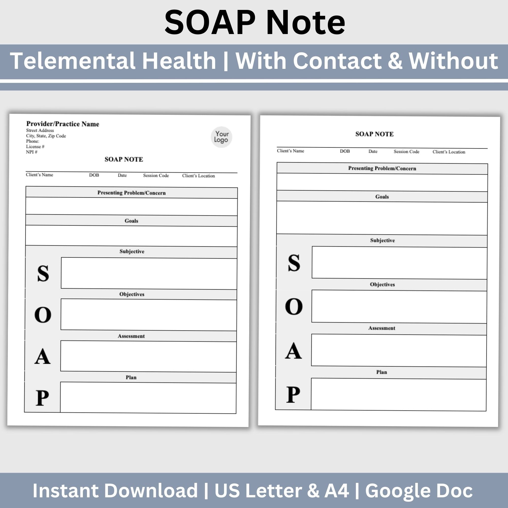 SOAP Progress Note Template for Mental Health Professionals ...