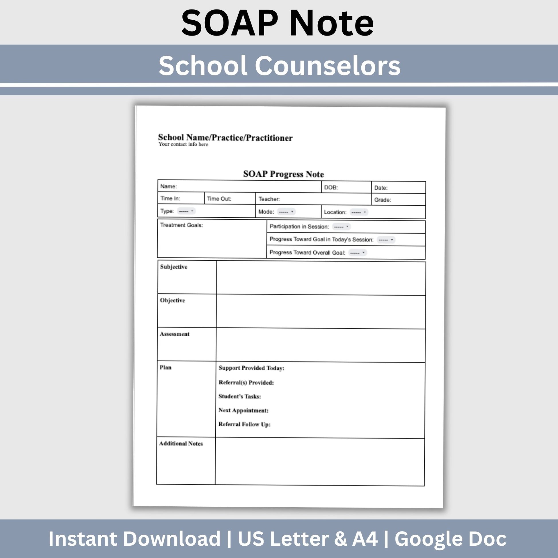 SOAP Progress Note Template for School Counselors – CCDigitalStudios soap-progress-note-template-for-school-counselors-ccdigitalstudios