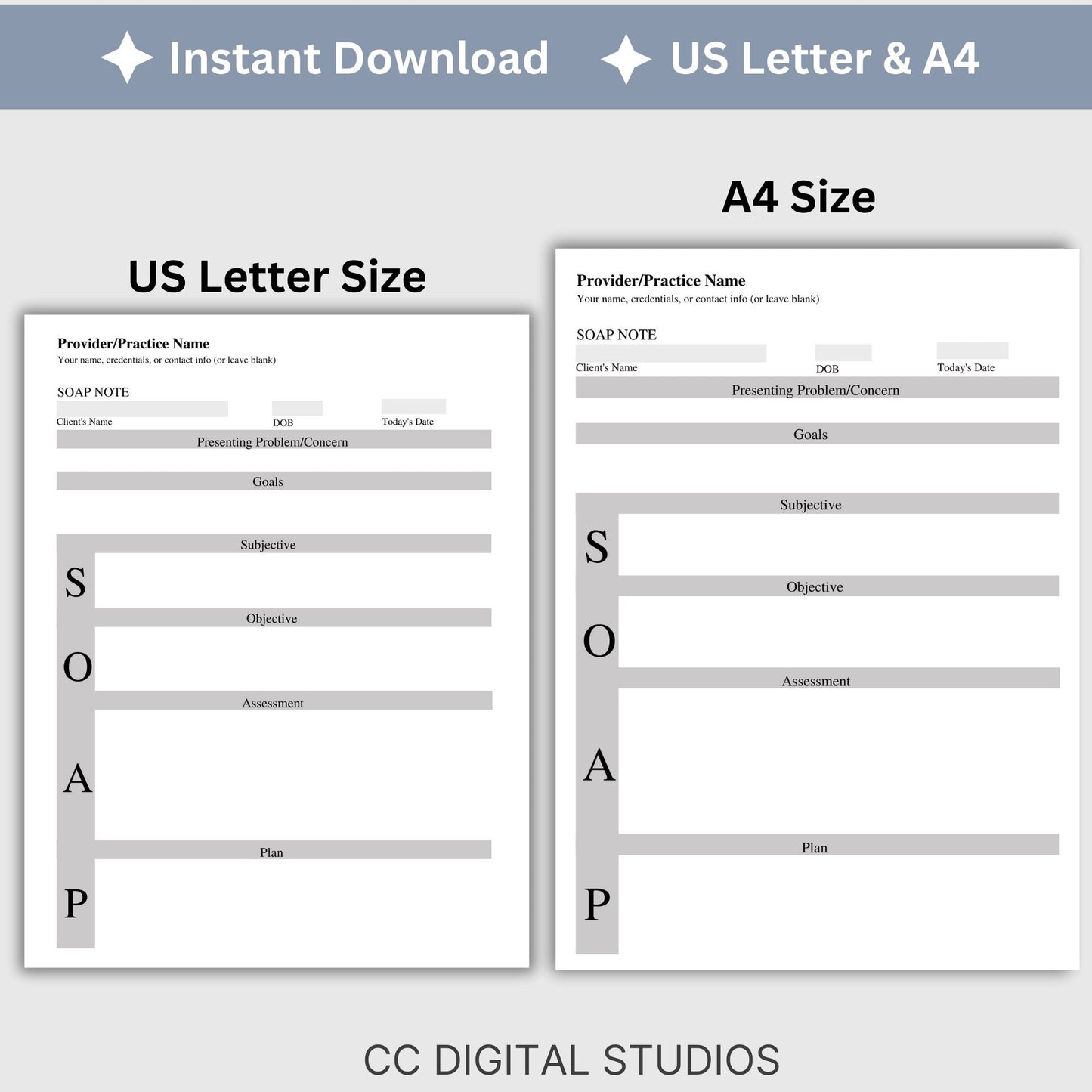 SOAP progress note template.  This is a convenient one-page progress note template for mental health counselors, therapist office, social workers, and school counselors.