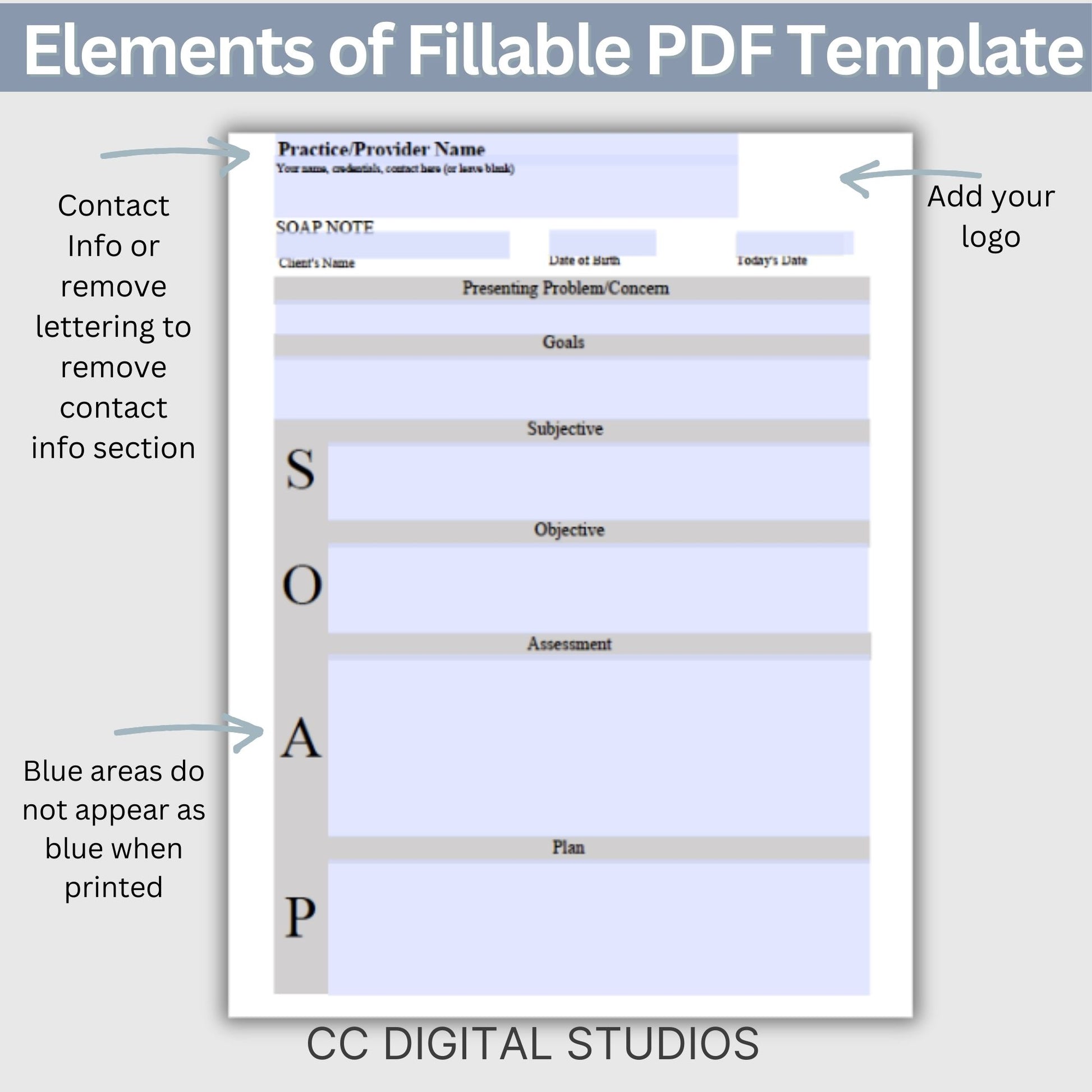 SOAP progress note template.  This is a convenient one-page progress note template for mental health counselors, therapist office, social workers, and school counselors.