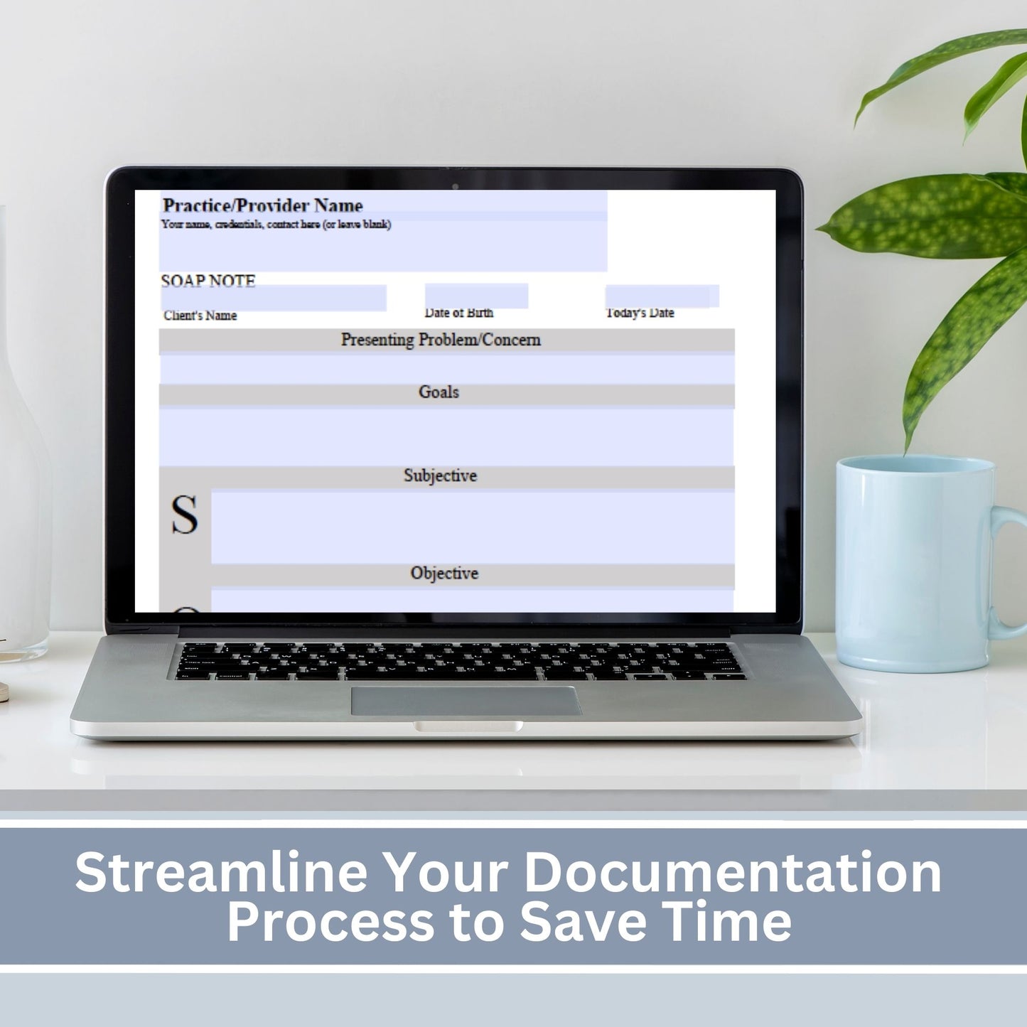 SOAP progress note template.  This is a convenient one-page progress note template for mental health counselors, therapist office, social workers, and school counselors.