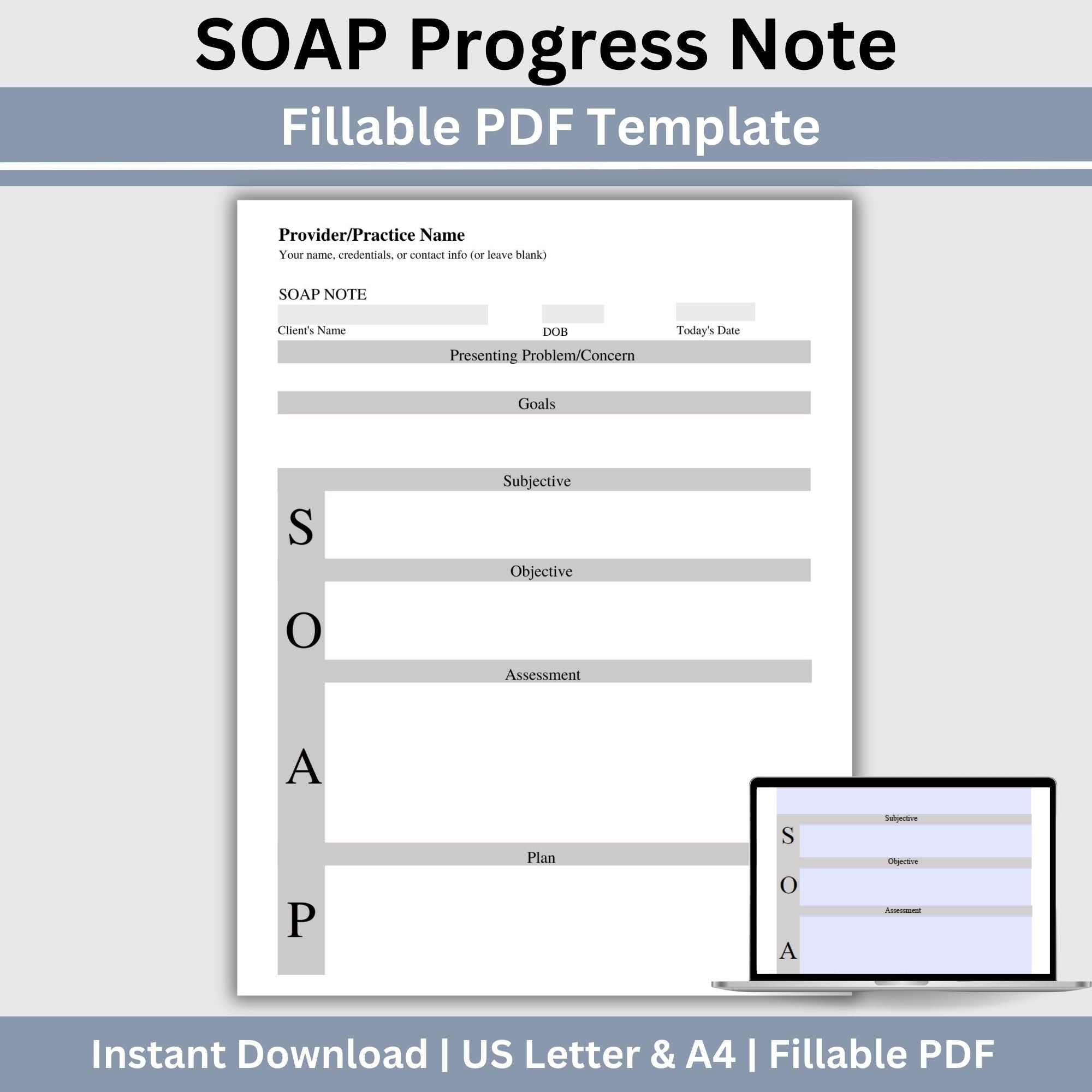 SOAP Progress Note Template for Mental Health Professionals ...