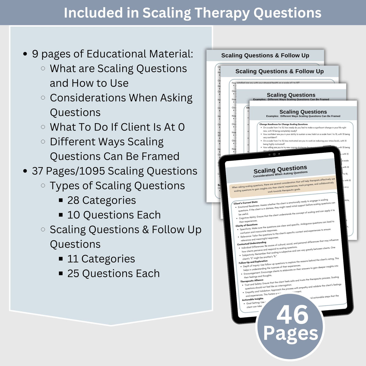 Therapy Scaling Questions for Counseling Sessions: Therapy Cheat Sheet ...