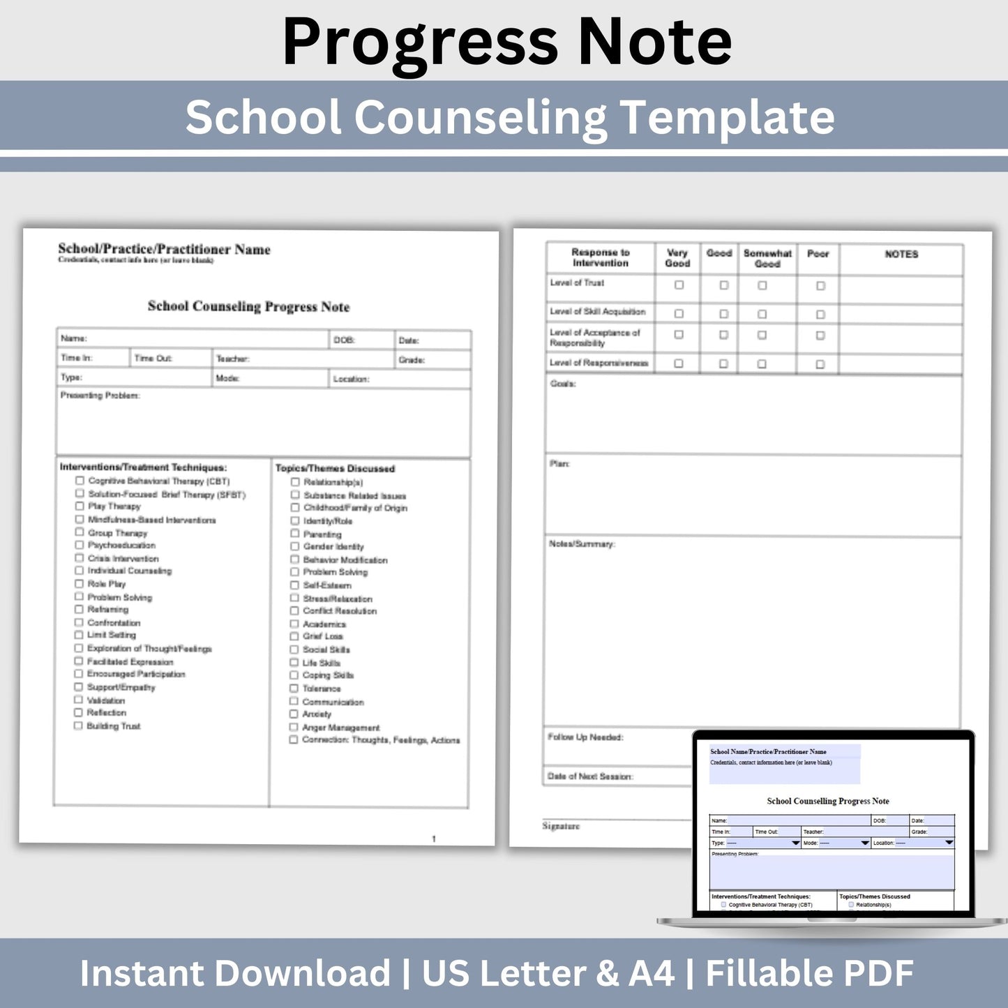 School Counseling Progress Note, a vital tool designed specifically for school counselors, school psychologists, and school social workers, School Counseling Resources, School Social Worker, Therapy Notes