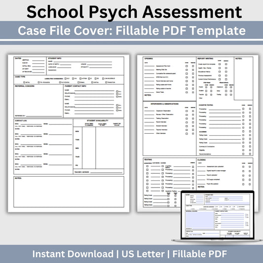 School Psychologist Assessment Planner, Fillable PDF