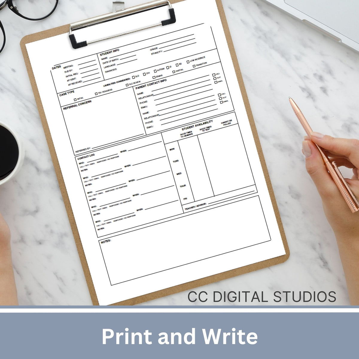 School Psychologist Assessment Planner, Fillable PDF