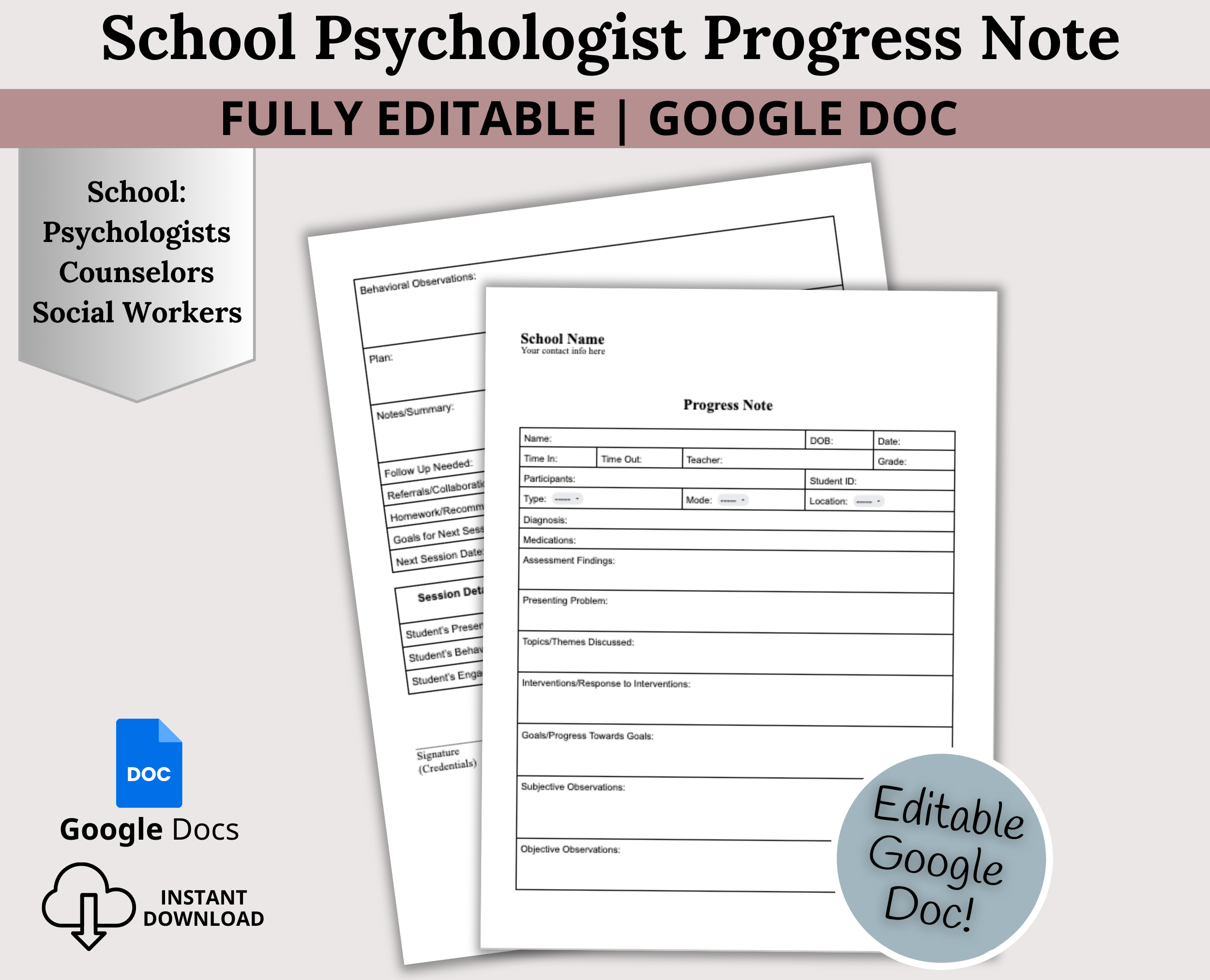 School Psychologist Progress Note – CCDigitalStudios