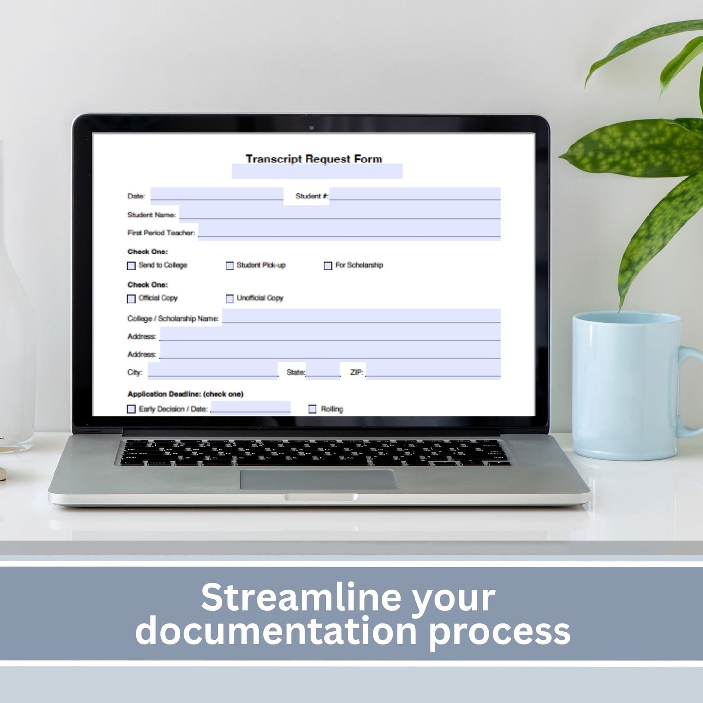 School Transcript Request Form, Fillable PDF Template
