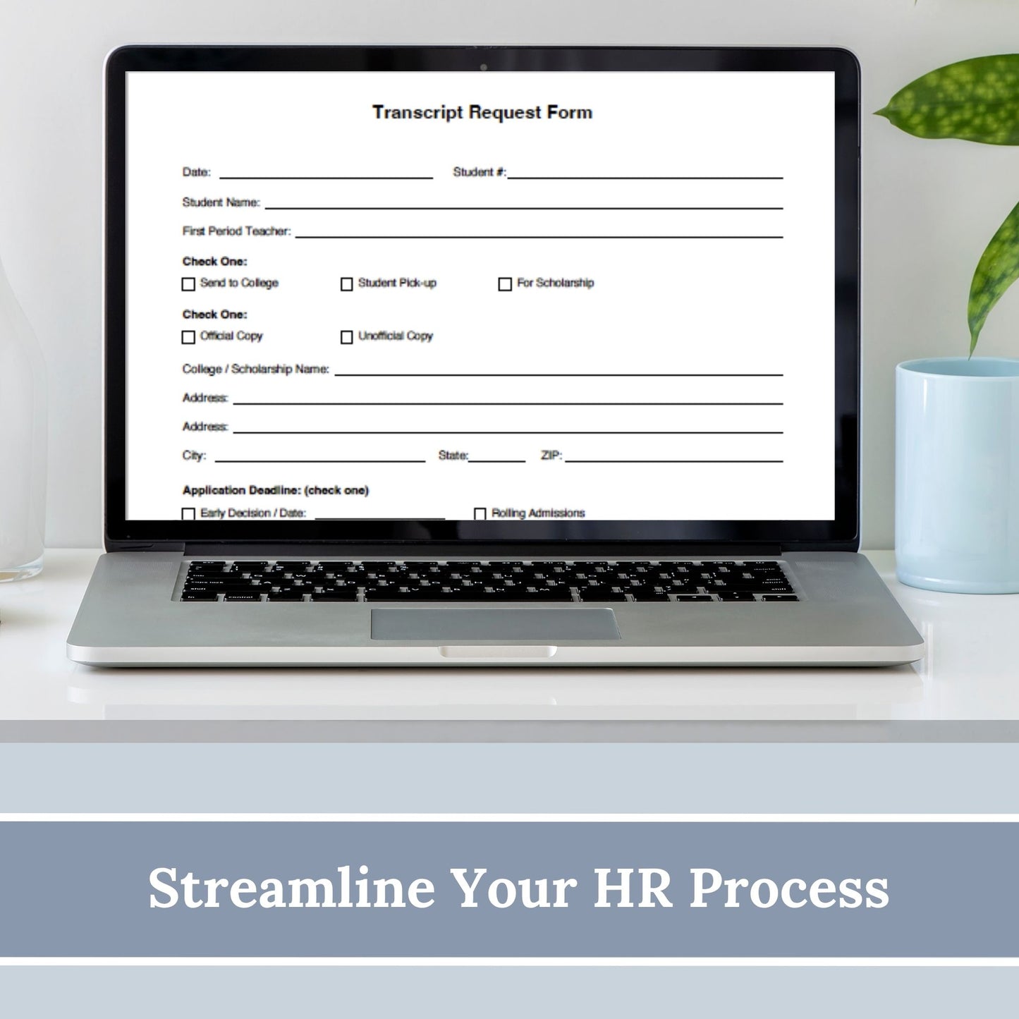 Editable School Transcript Request Form, Student Records Template (Word Doc)