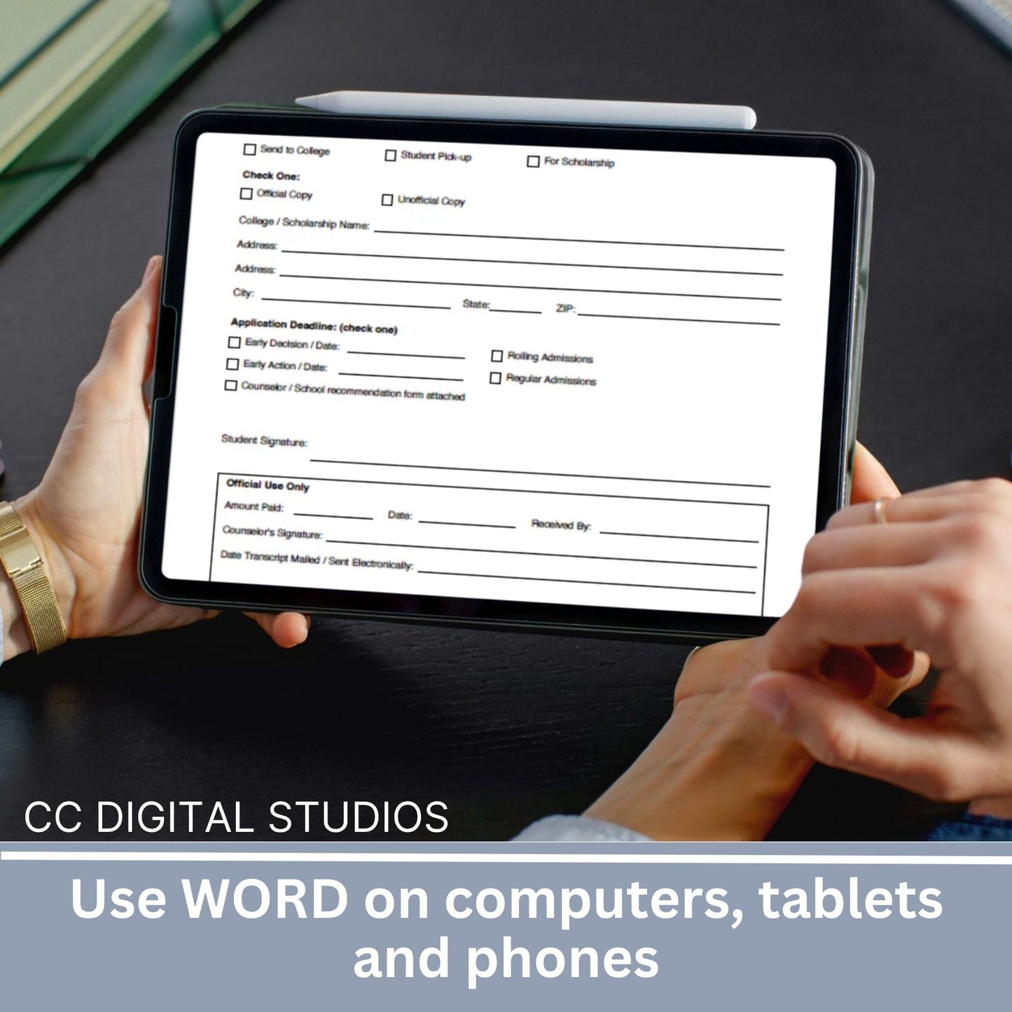 Editable School Transcript Request Form, Student Records Template (Word Doc)