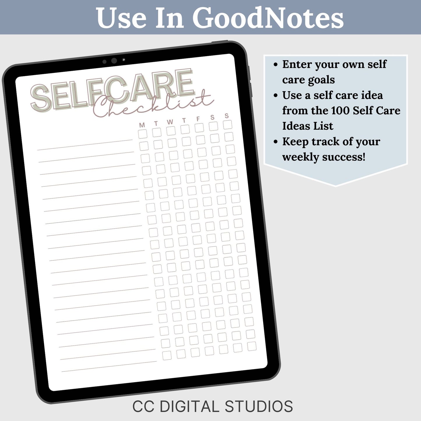Self Care Checklist for Wellness Journal, Mental Health Self Care Worksheet, 100 Self Care Activities, Therapy Resource, Self Care Journal