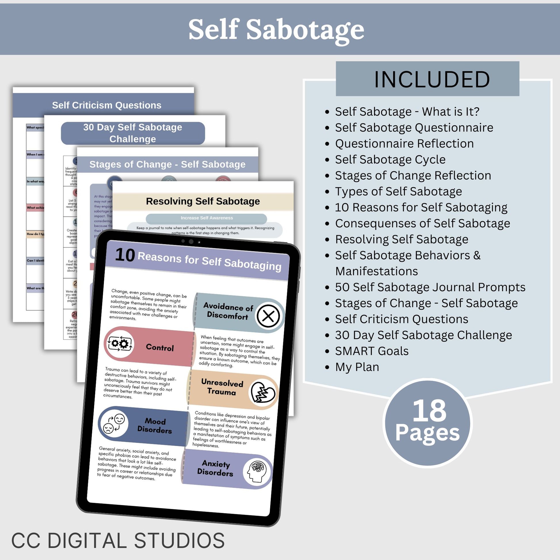 Self Worth Bundle: 116 Therapy Worksheets – CCDigitalStudios