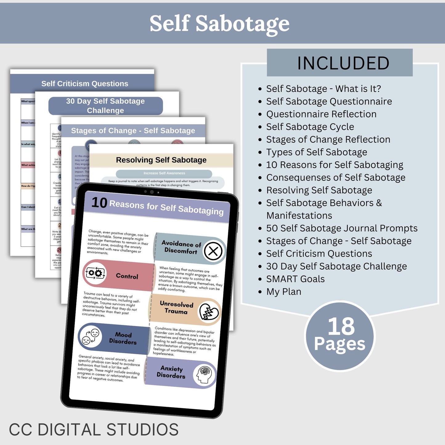 Self Worth Bundle:  116 Therapy Worksheets