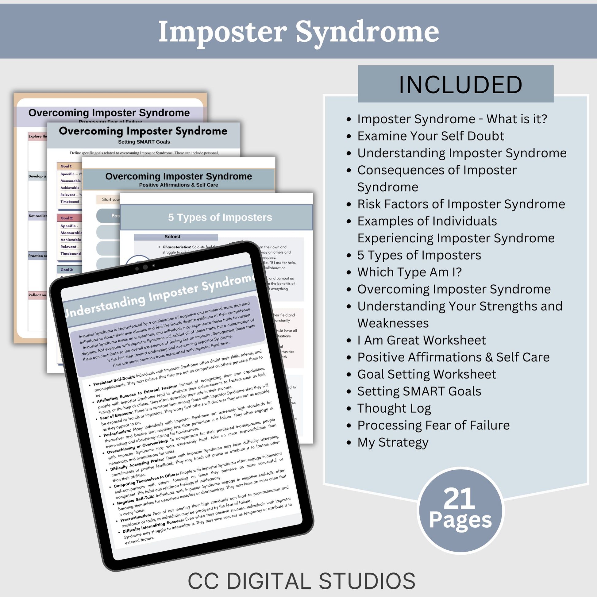 Self Worth Therapy Worksheets Bundle, Confidence, Self Esteem, Inner Critic, Self Sabotage, Imposter Syndrome, Self Care CBT Worksheets, DBT.  116 pages of essential resources for boosting self-esteem and exploring personal identity.