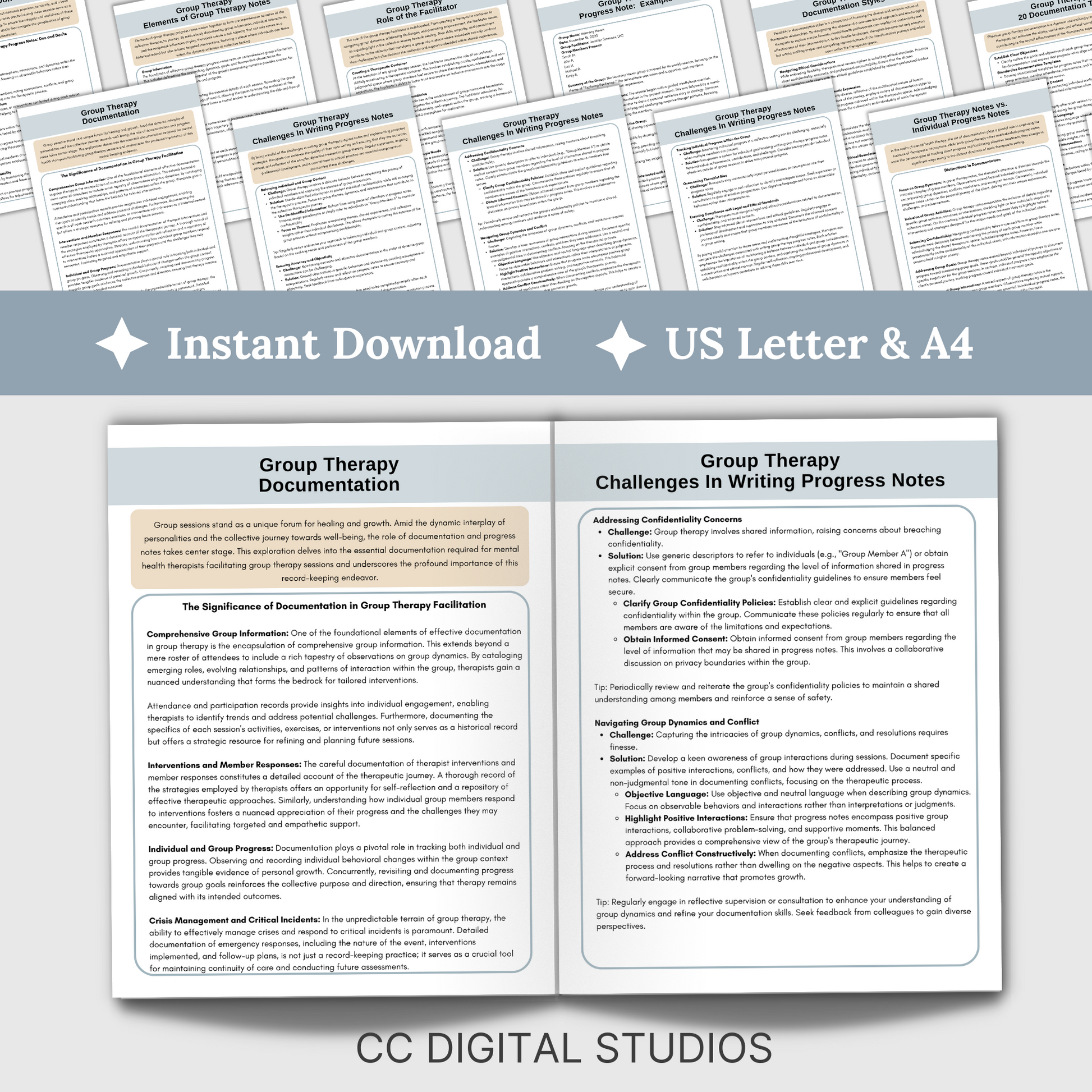 Upgrade your therapist documentation with our 143-page therapy Bundle! Perfect seasoned and new therapists, these guides—Progress Note, Group Therapy Progress Note, SOAP Note, and Therapy Session Guides