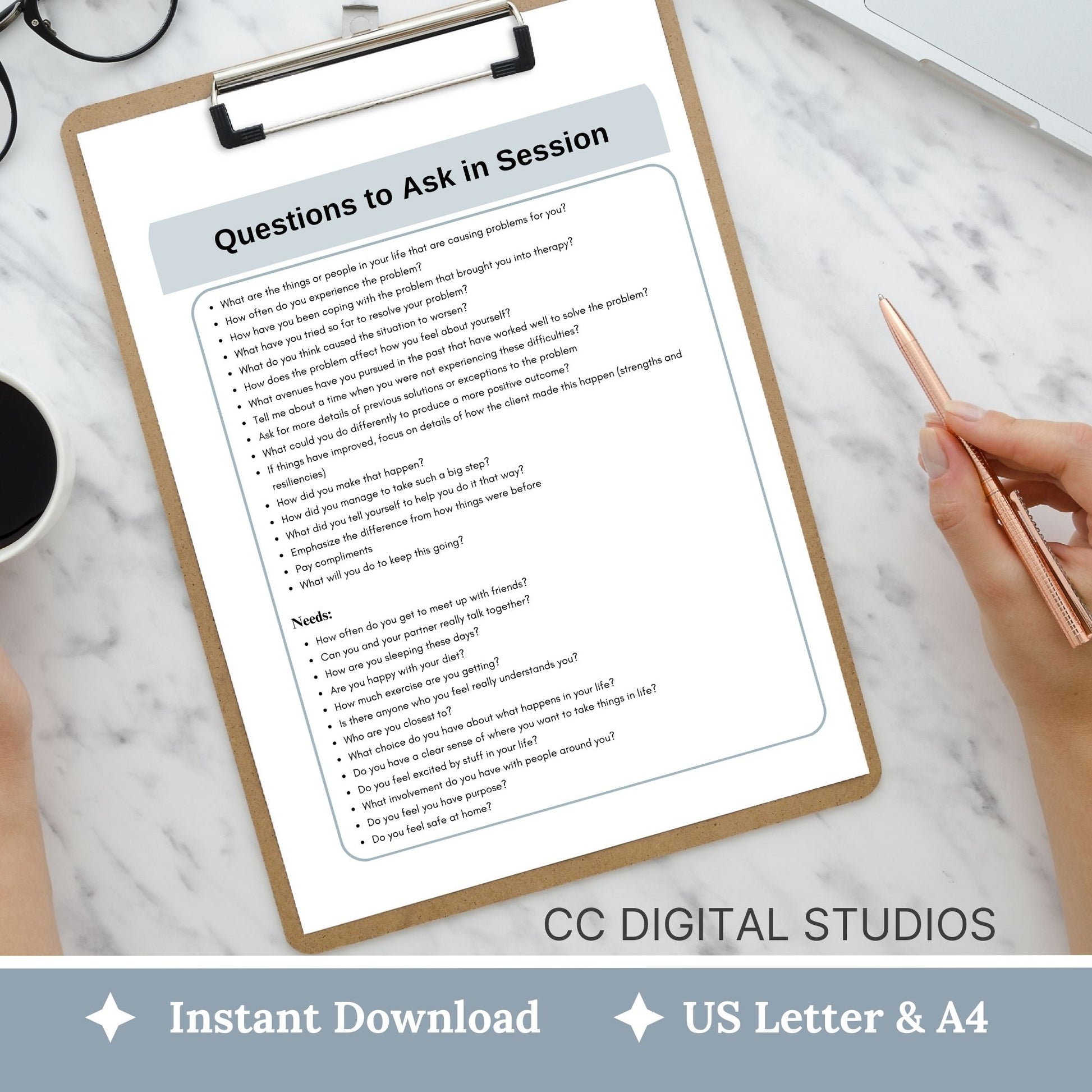 Therapy Session Cheat Sheet: 450 Therapy Questions and Tips