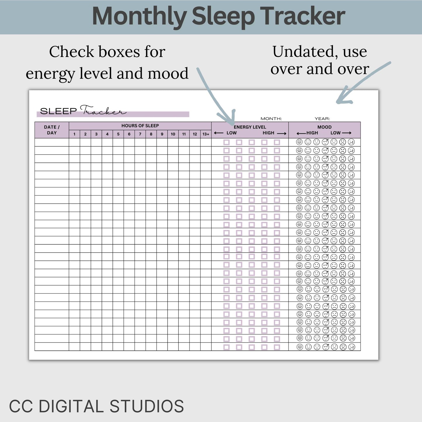 Are you ready to take control of your sleep and transform your life? Look no further than our Sleep Tracker with hours slept, energy level, and mood tracking features. Designed to seamlessly blend with your lifestyle, this sleep tracker is your trusty companion on the journey to a more rested, energized, and emotionally balanced you.