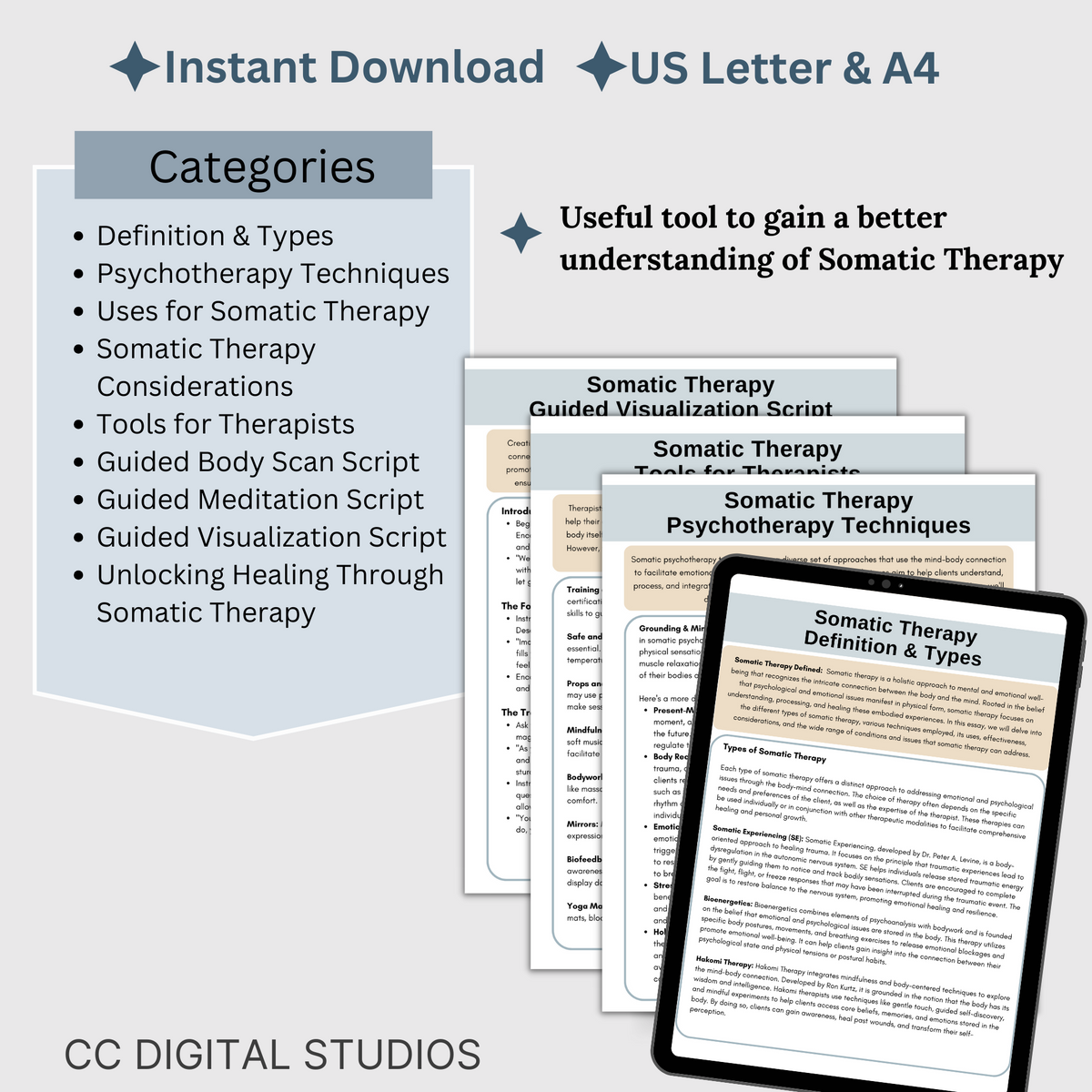 Somatic Tools.pdf Somatic Therapy Cheat Sheets for Mental Health Clinicians, Techniques ...