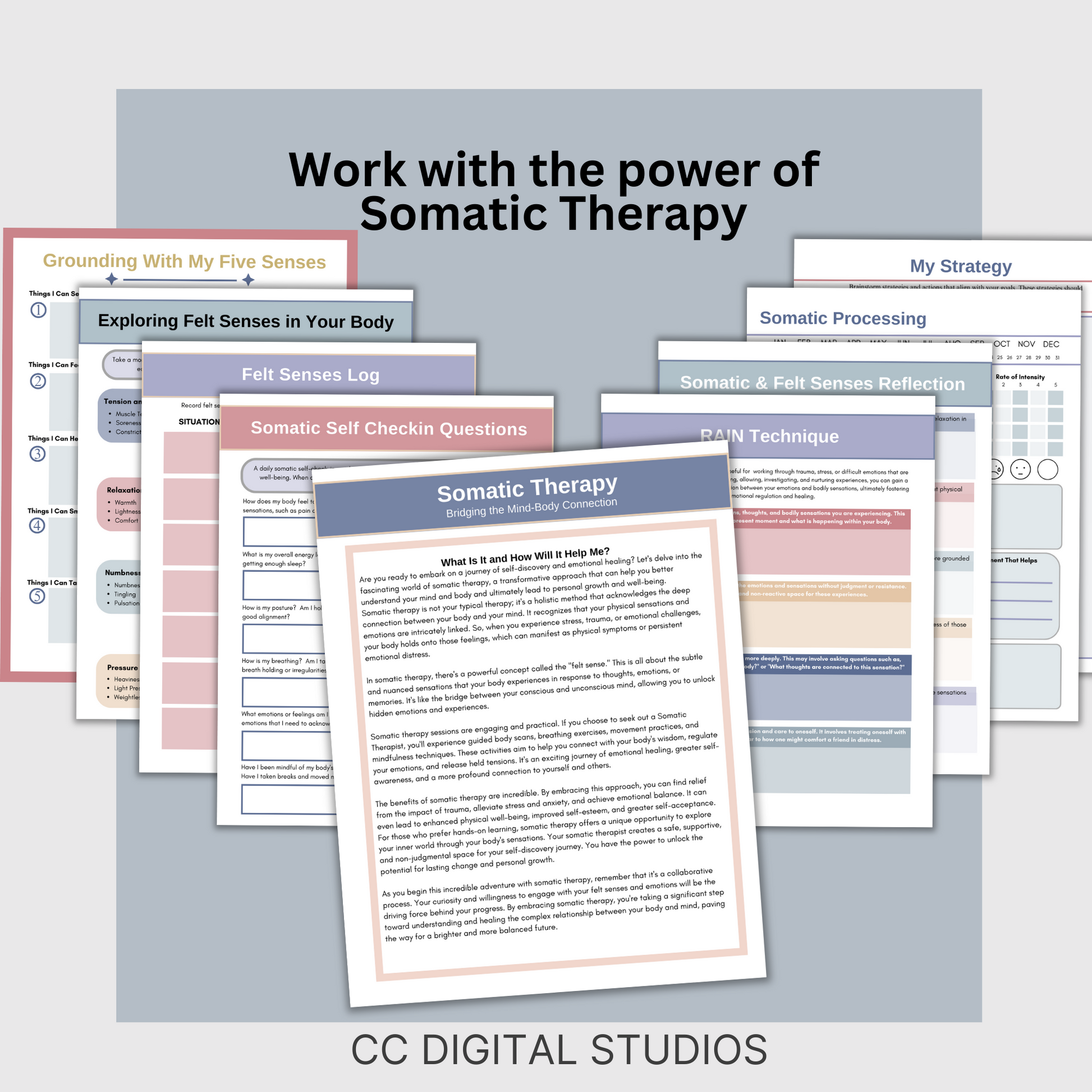 Somatic Processing Worksheets, Somatic Therapy Educational Material, 23 Somatic Worksheet and Information, Felt Senses Worksheets, Trauma Focused Worksheets