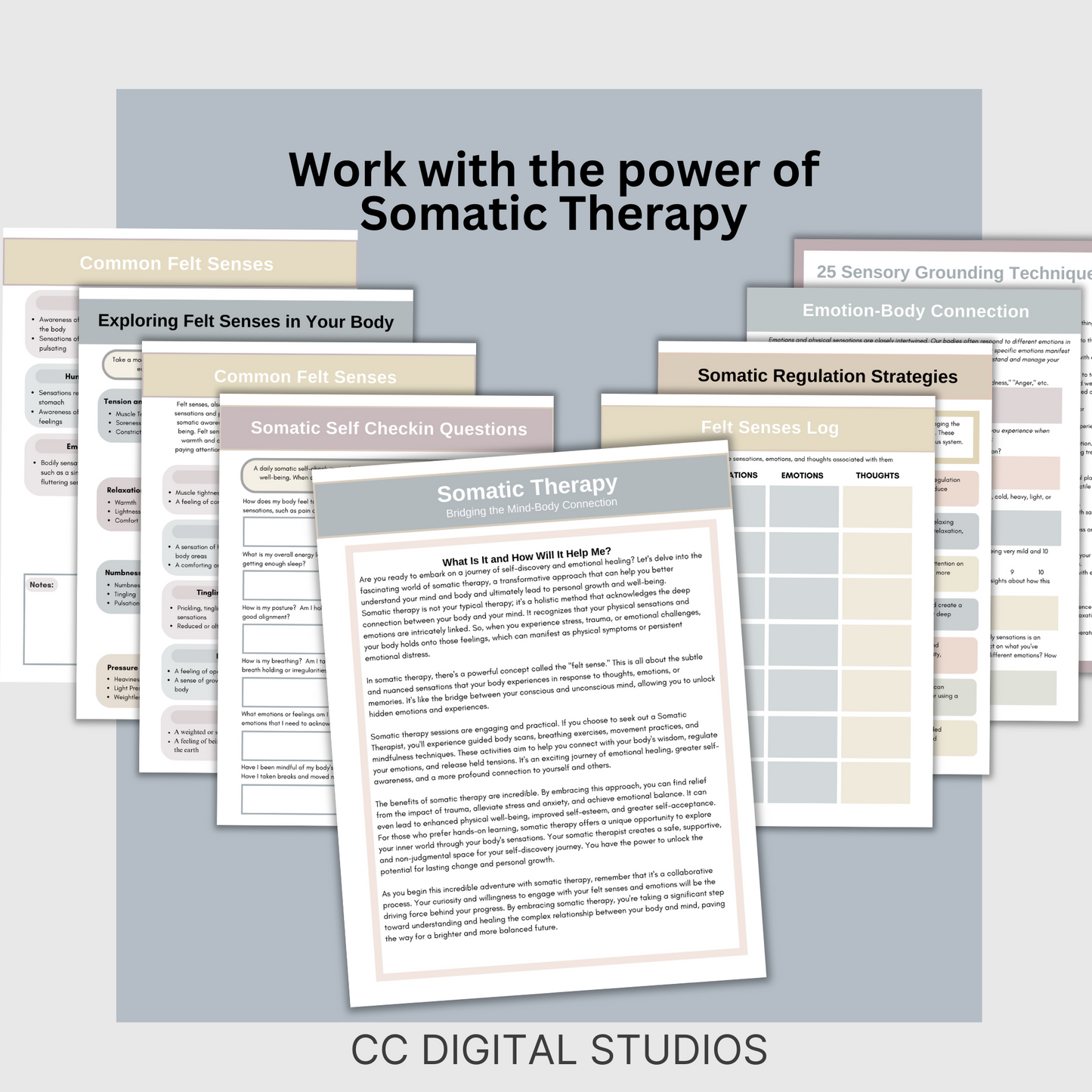 Somatic Processing Worksheets, Somatic Therapy Educational Material, 23 Somatic Worksheet and Information, Felt Senses Worksheets, Trauma Focused Worksheets