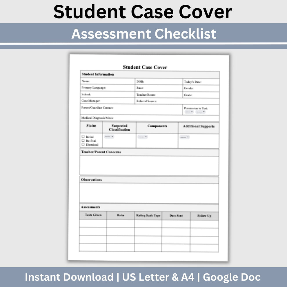 School Counselor Student Case Study Template: Organize Student Evaluat ...
