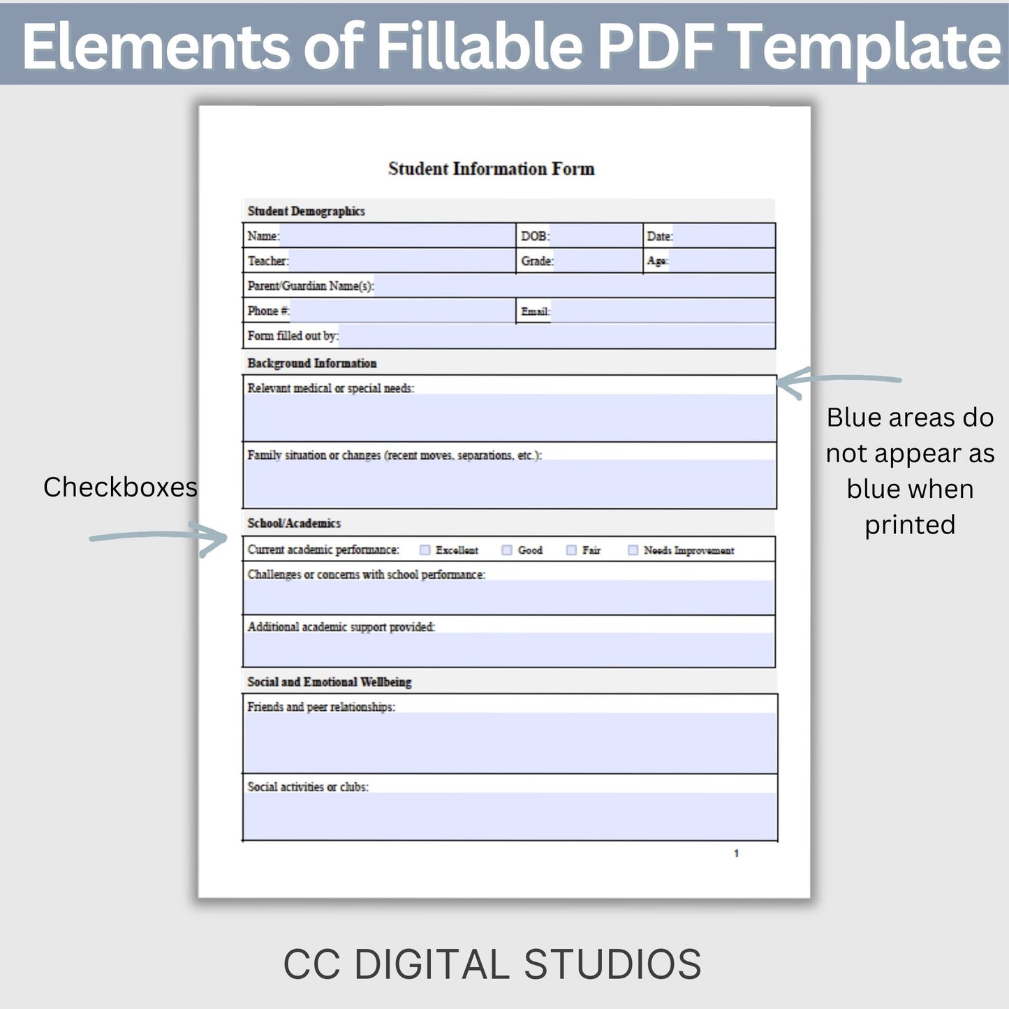 Student information form is perfect for teachers and parents to fill out and provide to their school psychologist, school counselor or school social worker. School Psychologist, School Social Work Form, Case Management Template for Client Intake