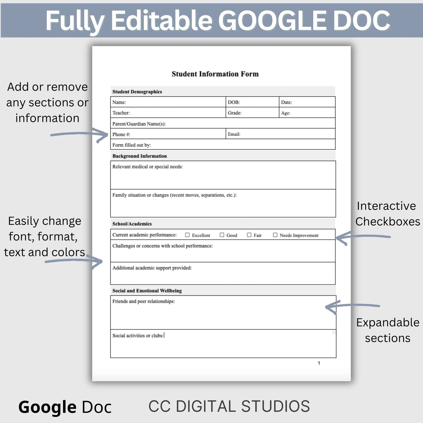 Student Information Form: Essential Tool for School Counselors and Psychologists