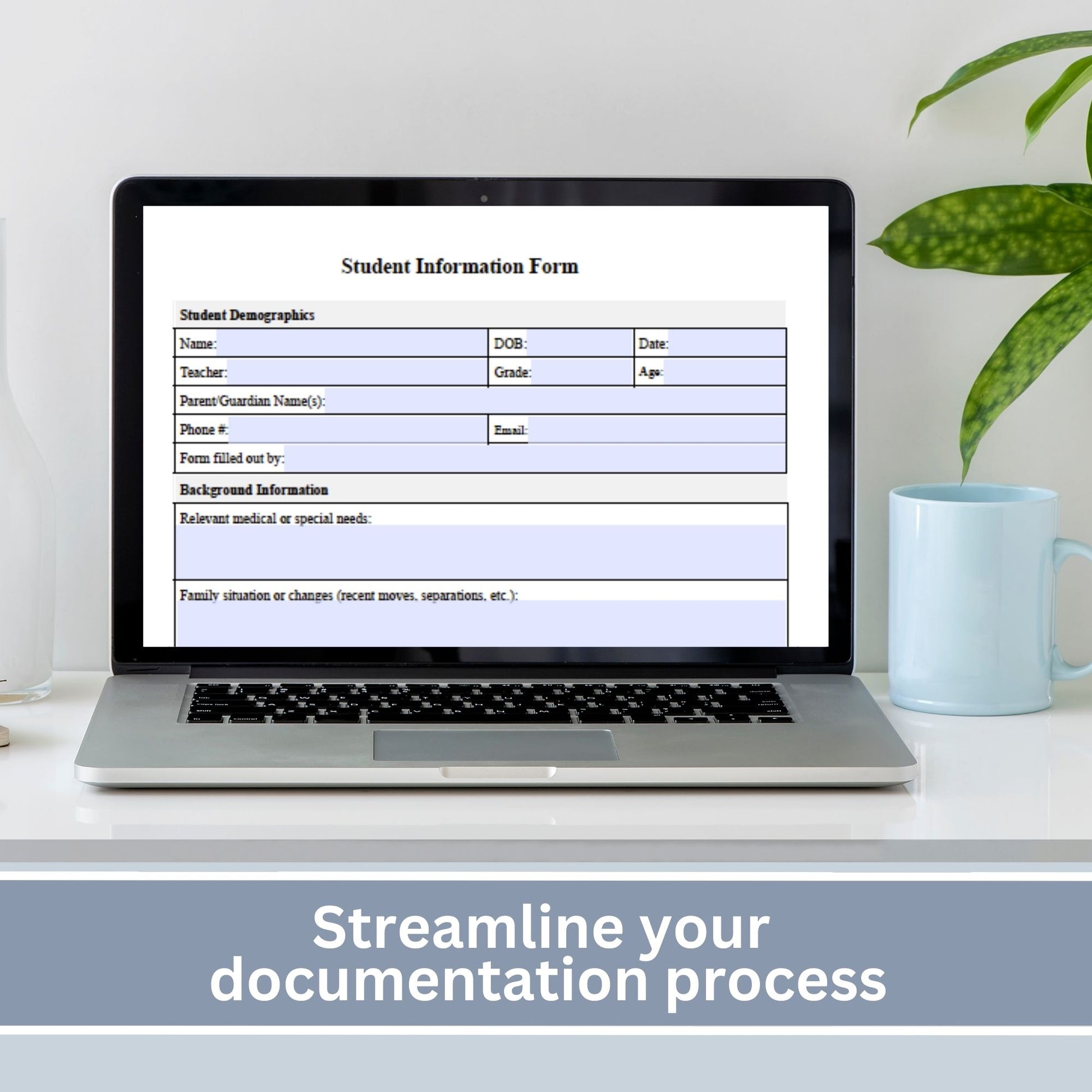 Student information form is perfect for teachers and parents to fill out and provide to their school psychologist, school counselor or school social worker. School Psychologist, School Social Work Form, Case Management Template for Client Intake