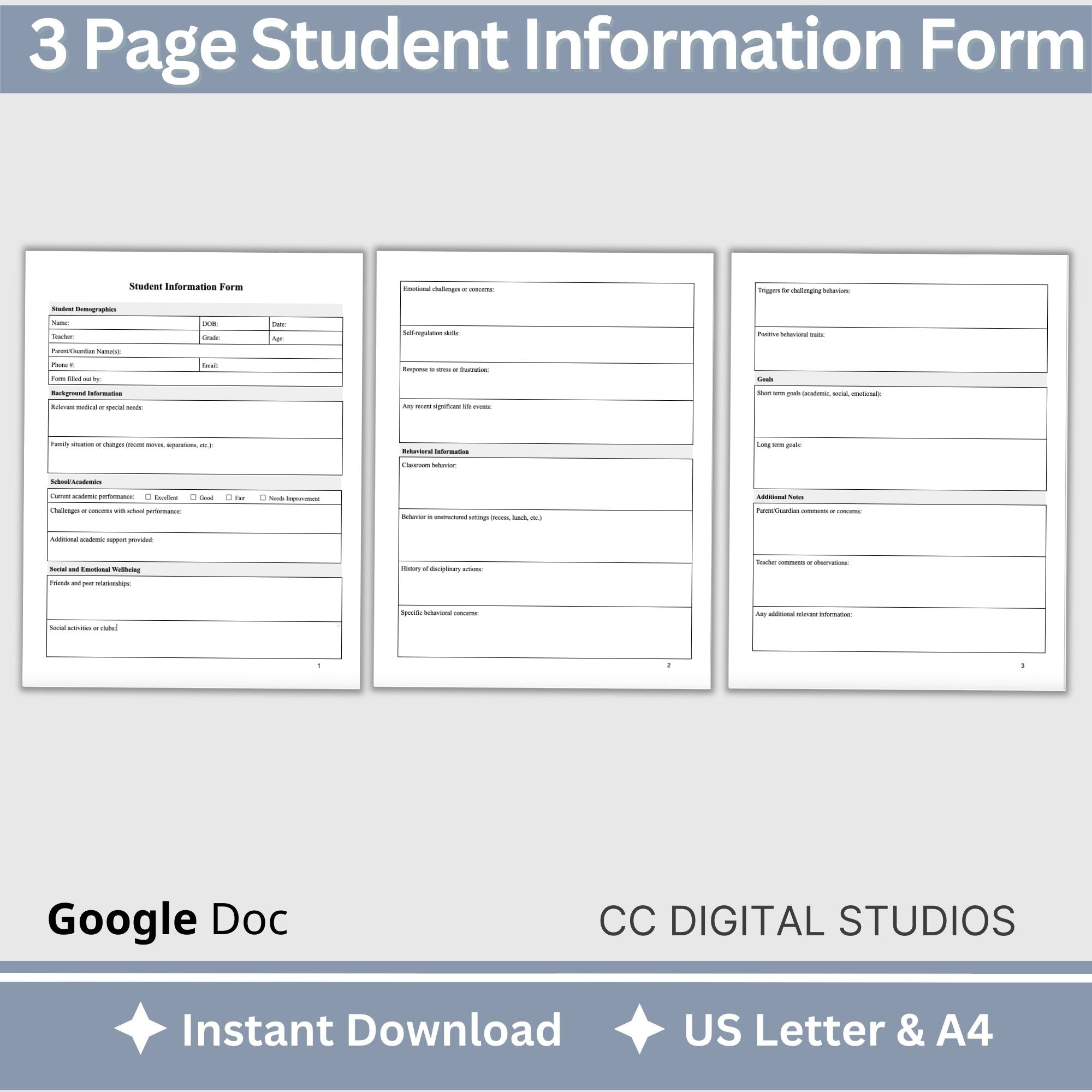 Student Information Form: Essential Tool for School Counselors and Psy ...