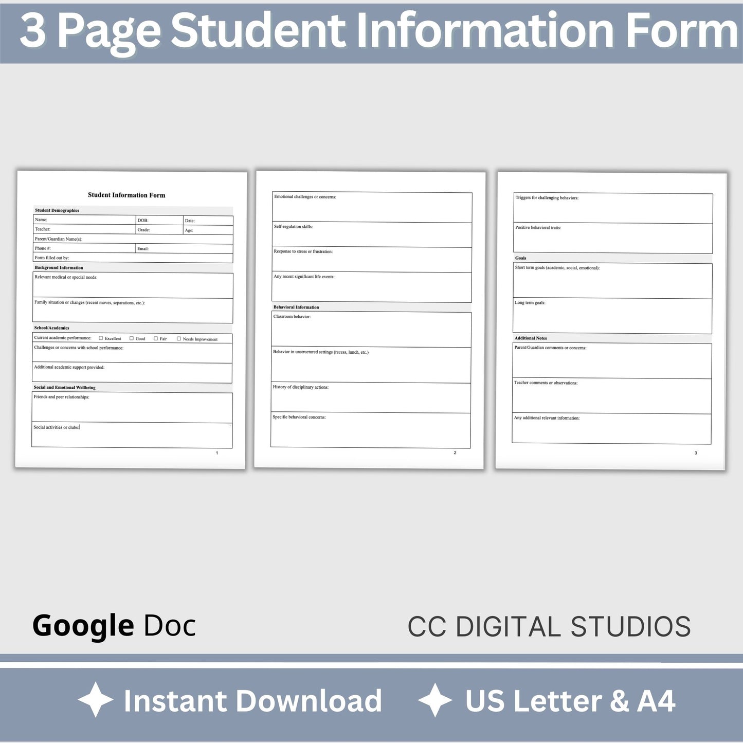 Student Information Form: Essential Tool for School Counselors and Psychologists