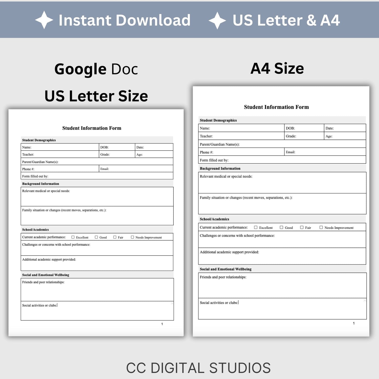 Student Information Form: Essential Tool for School Counselors and Psychologists