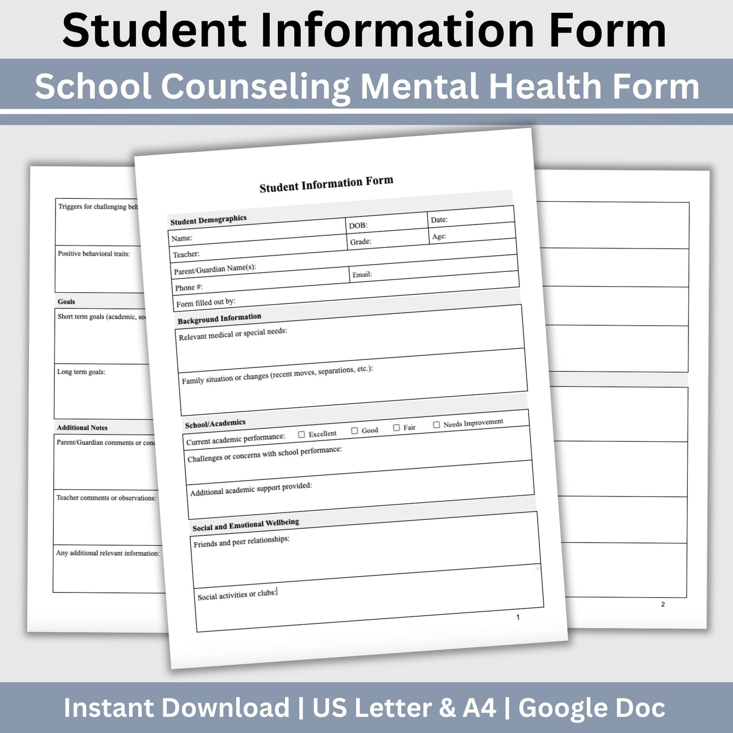 Student Information Form: Essential Tool for School Counselors and Psychologists