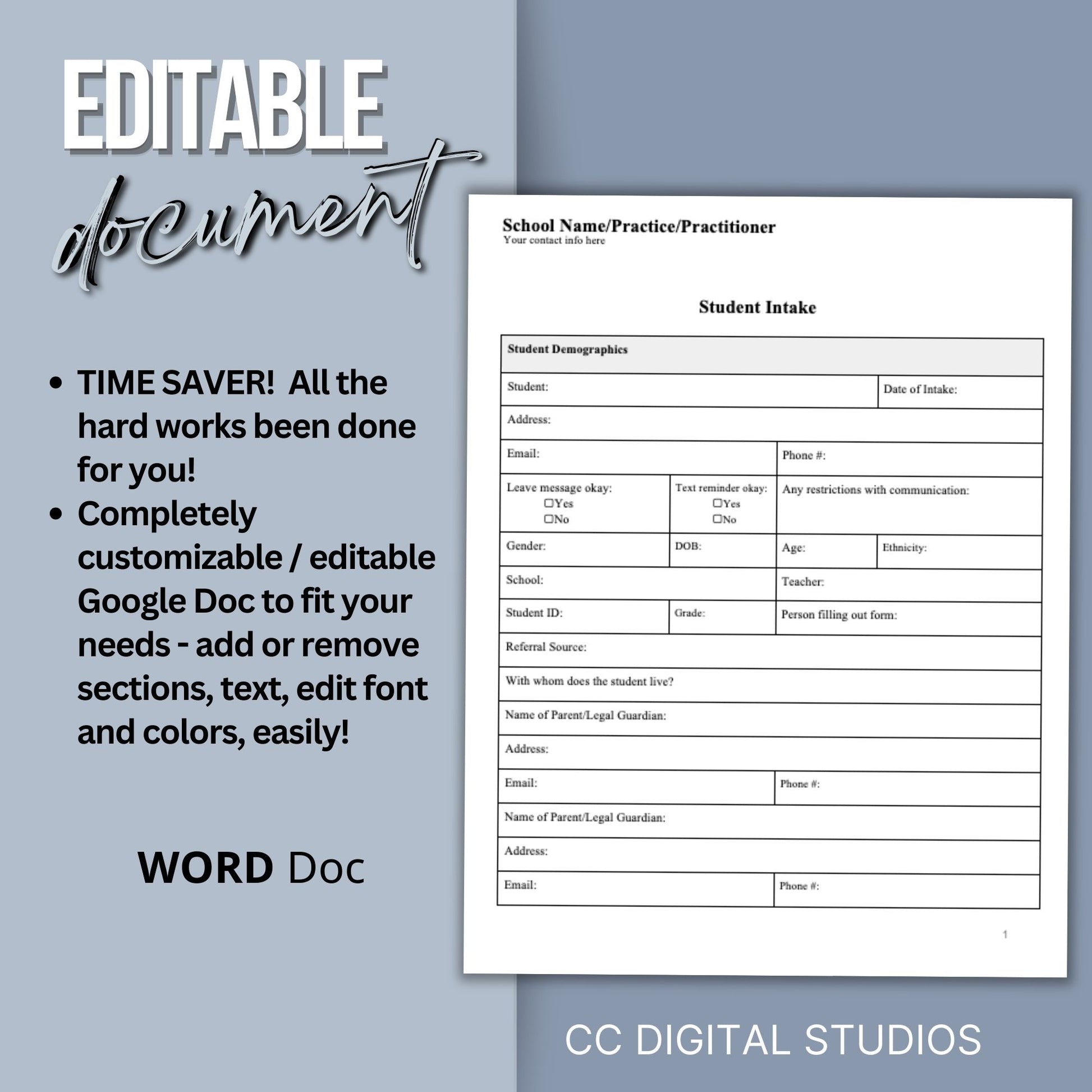 Student Mental Health Intake Form. School counselors, school psychologists and school social workers, therapist notes, Client intake school psych form, progress note template