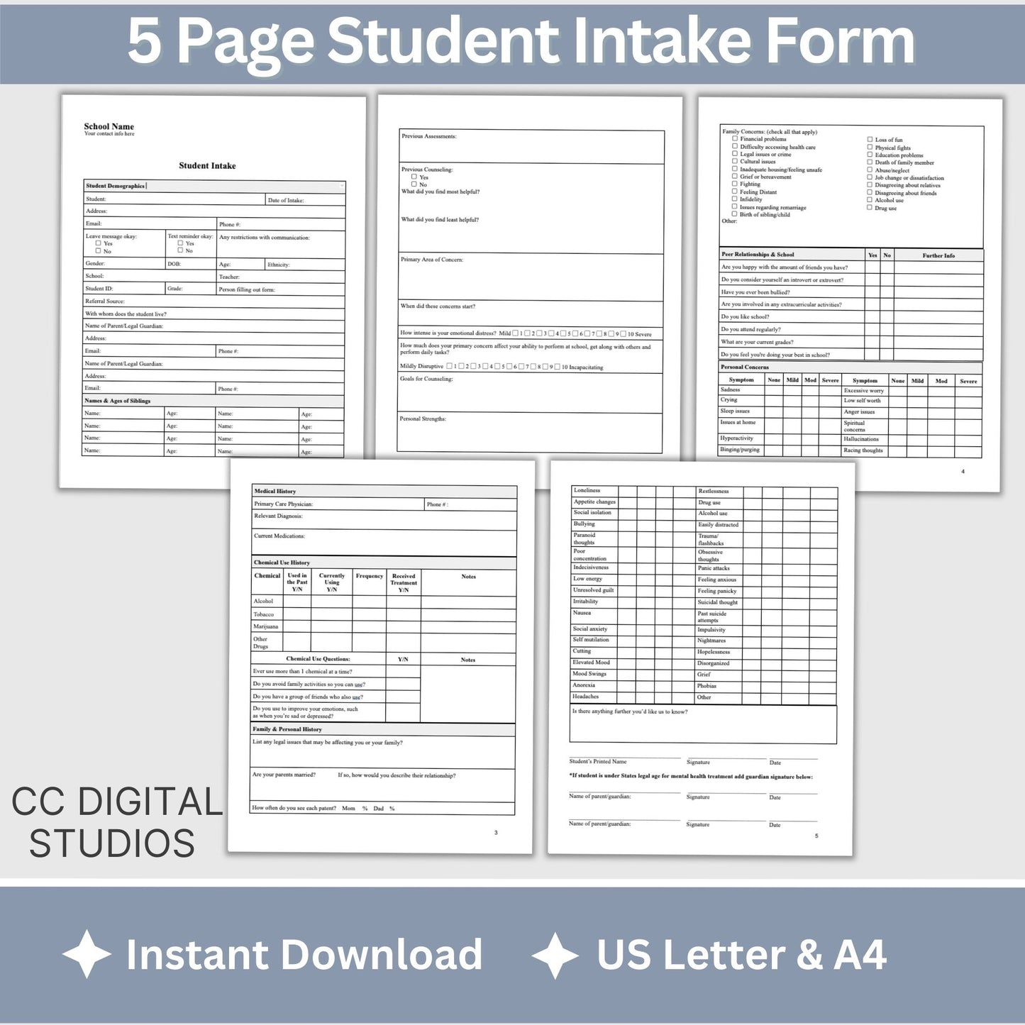 Student Mental Health Intake Form. School counselors, school psychologists and school social workers, therapist notes, Client intake school psych form, progress note template