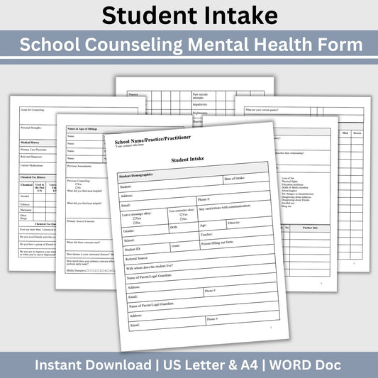 Student Mental Health Intake Form. School counselors, school psychologists and school social workers, therapist notes, Client intake school psych form, progress note template