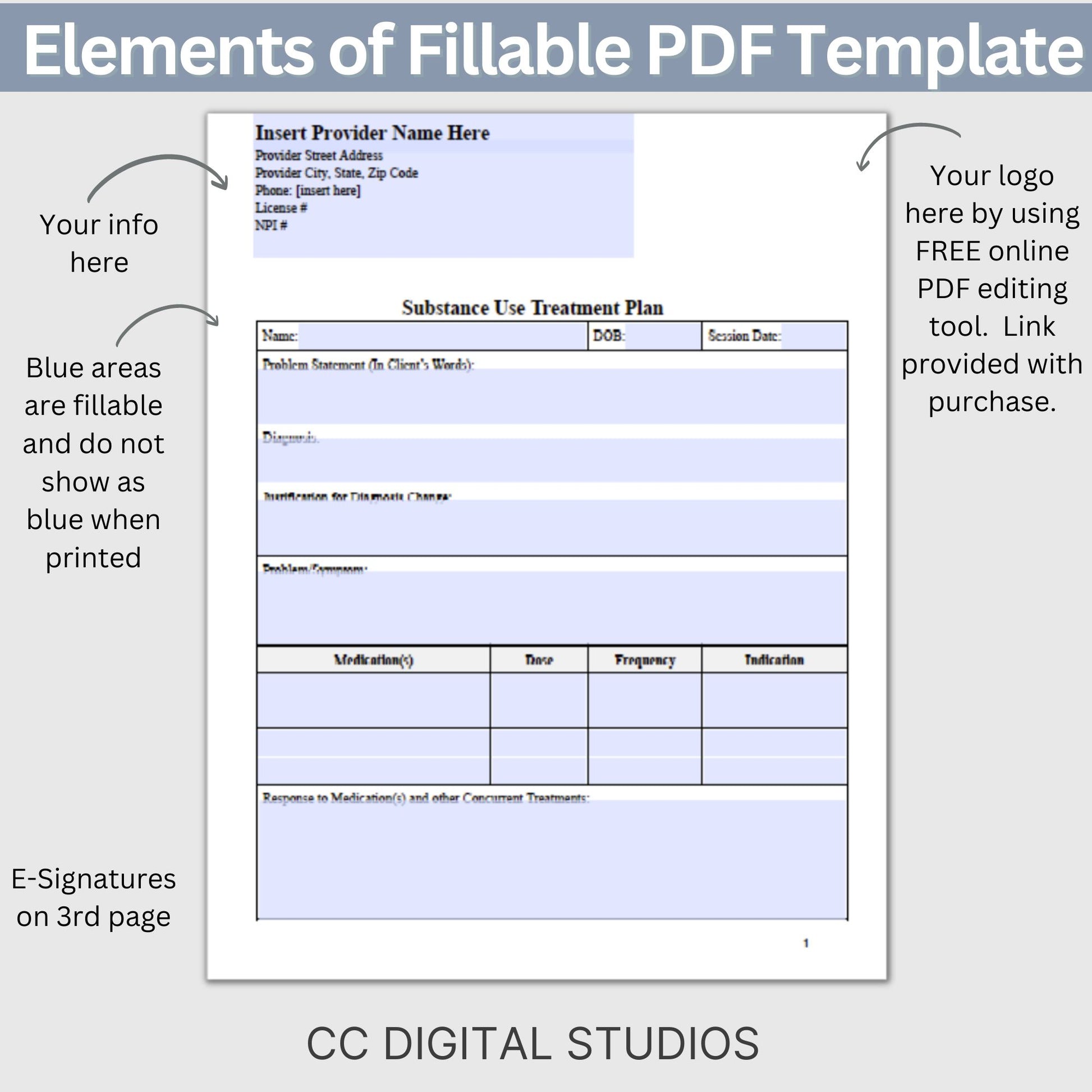 Elevate the quality of your addiction therapy practice with our comprehensive and user-friendly substance use treatment plan template. 3 page substance use treatment plan for your counseling office.