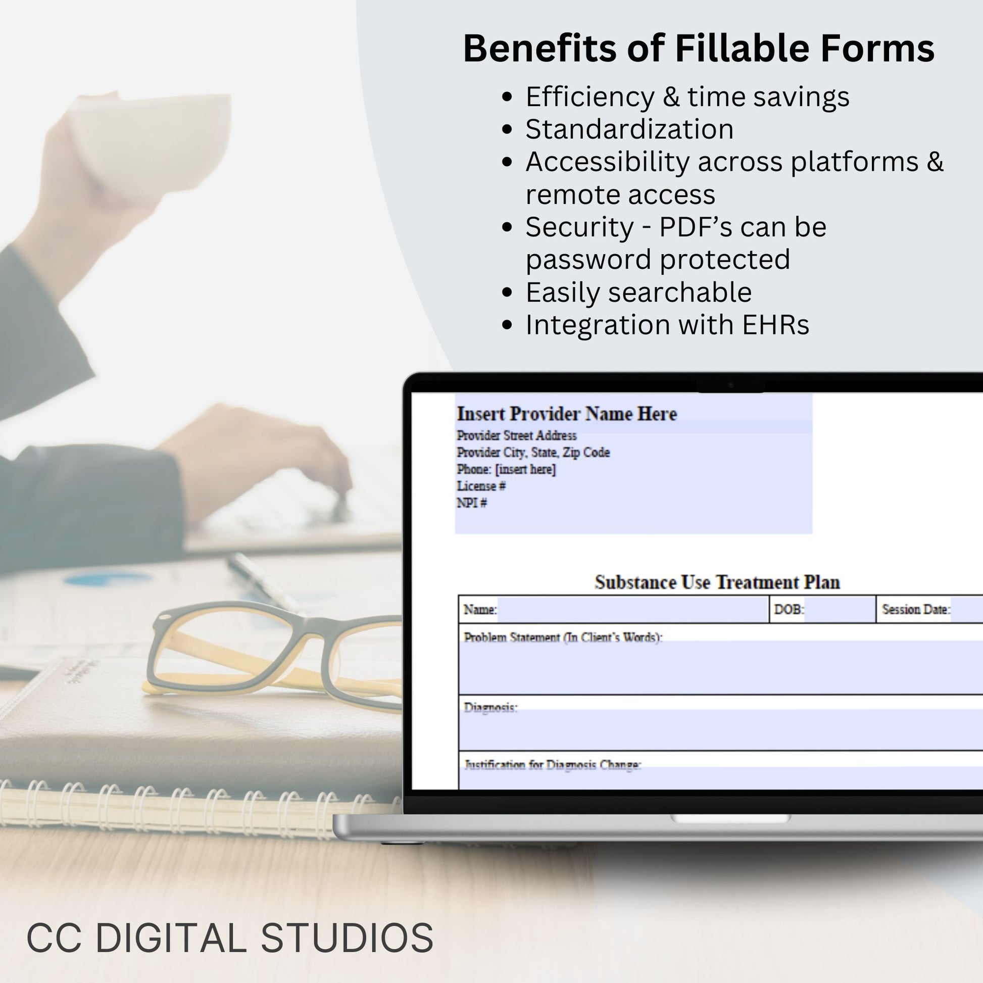 Elevate the quality of your addiction therapy practice with our comprehensive and user-friendly substance use treatment plan template. 3 page substance use treatment plan for your counseling office.