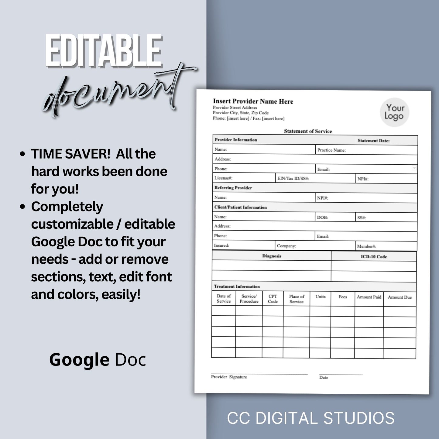 streamline your client billing process and enhance your private practices efficiency? Our editable Google Doc Superbill invoice template is here to simplify your administrative tasks and improve your therapist office performance.