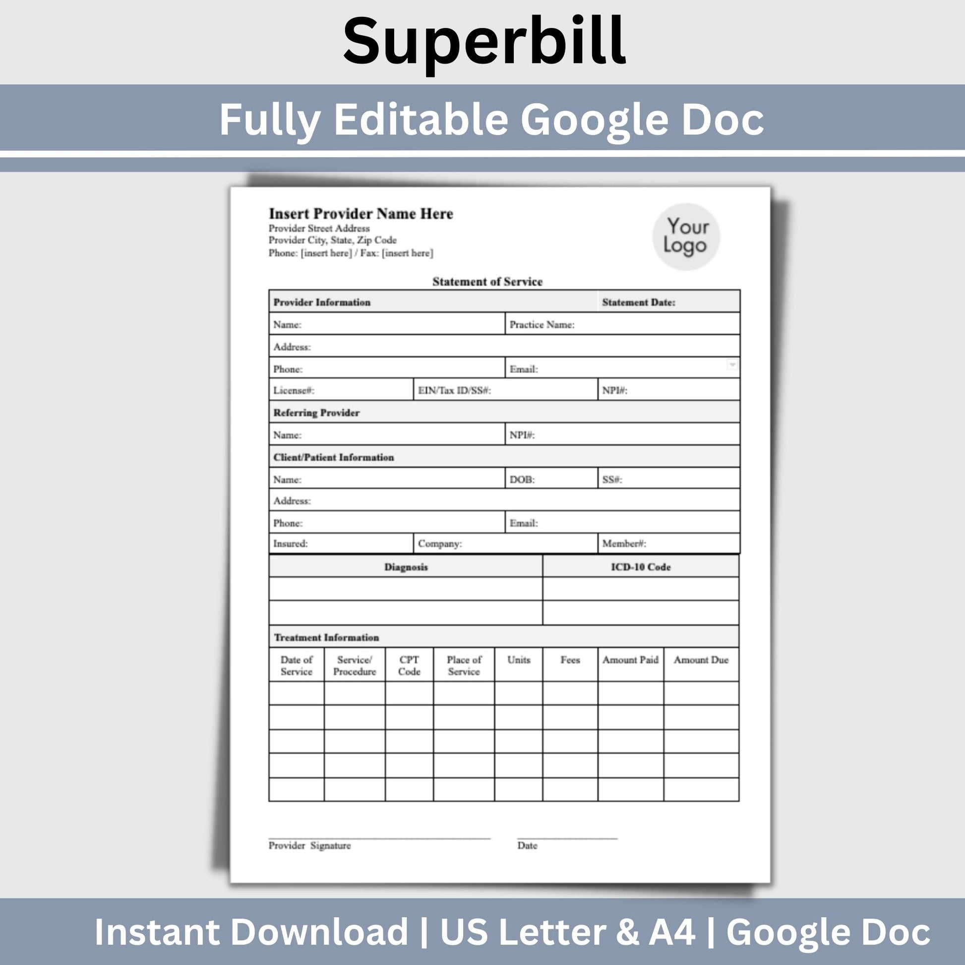 streamline your client billing process and enhance your private practices efficiency? Our editable Google Doc Superbill invoice template is here to simplify your administrative tasks and improve your therapist office performance.