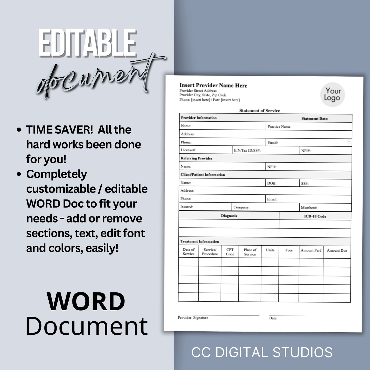 streamline your client billing process and enhance your private practices efficiency? Our editable WORD Doc Superbill invoice template is here to simplify your administrative tasks and improve your therapist office performance.