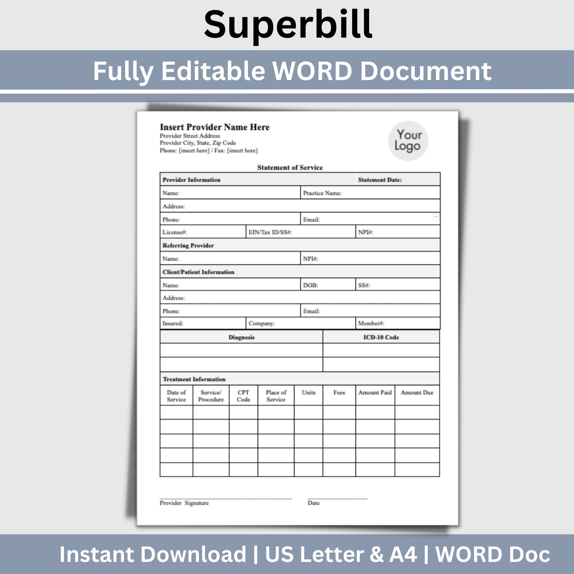 Superbill Invoice Template for Mental Health Clinicians CCDigitalStudios Superbill Invoice Template for Mental Health Clinicians CCDigitalStudios