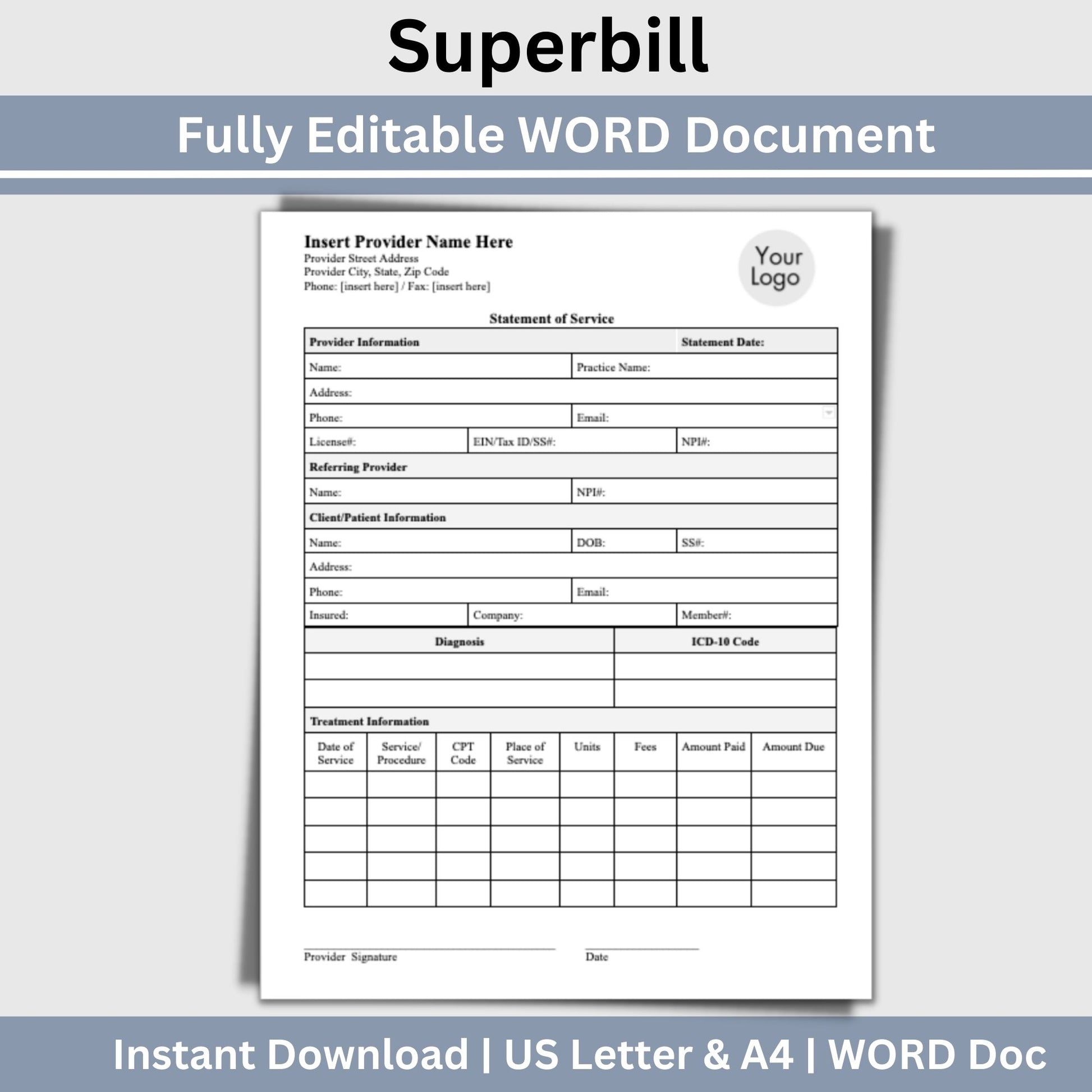 streamline your client billing process and enhance your private practices efficiency? Our editable WORD Doc Superbill invoice template is here to simplify your administrative tasks and improve your therapist office performance.