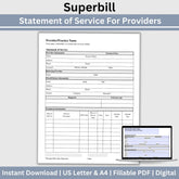 Streamline your therapist office with our Mental Health Superbill Template. This fillable PDF superbill is the perfect invoice template for private practice counseling forms. Simplify your administrative tasks with this therapy template