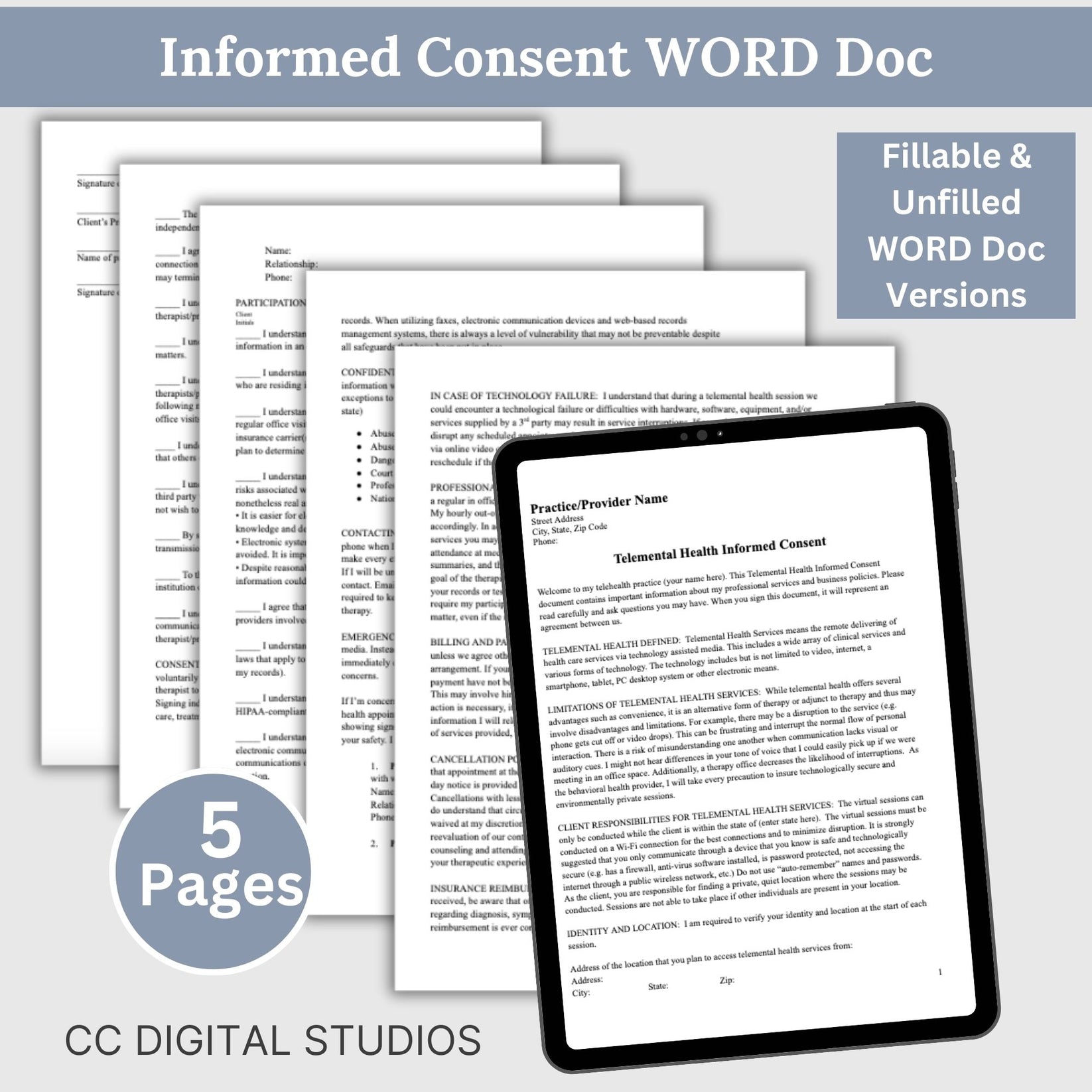 Telemental Health Progress Notes, Consents, and SOAP Notes: Streamline ...