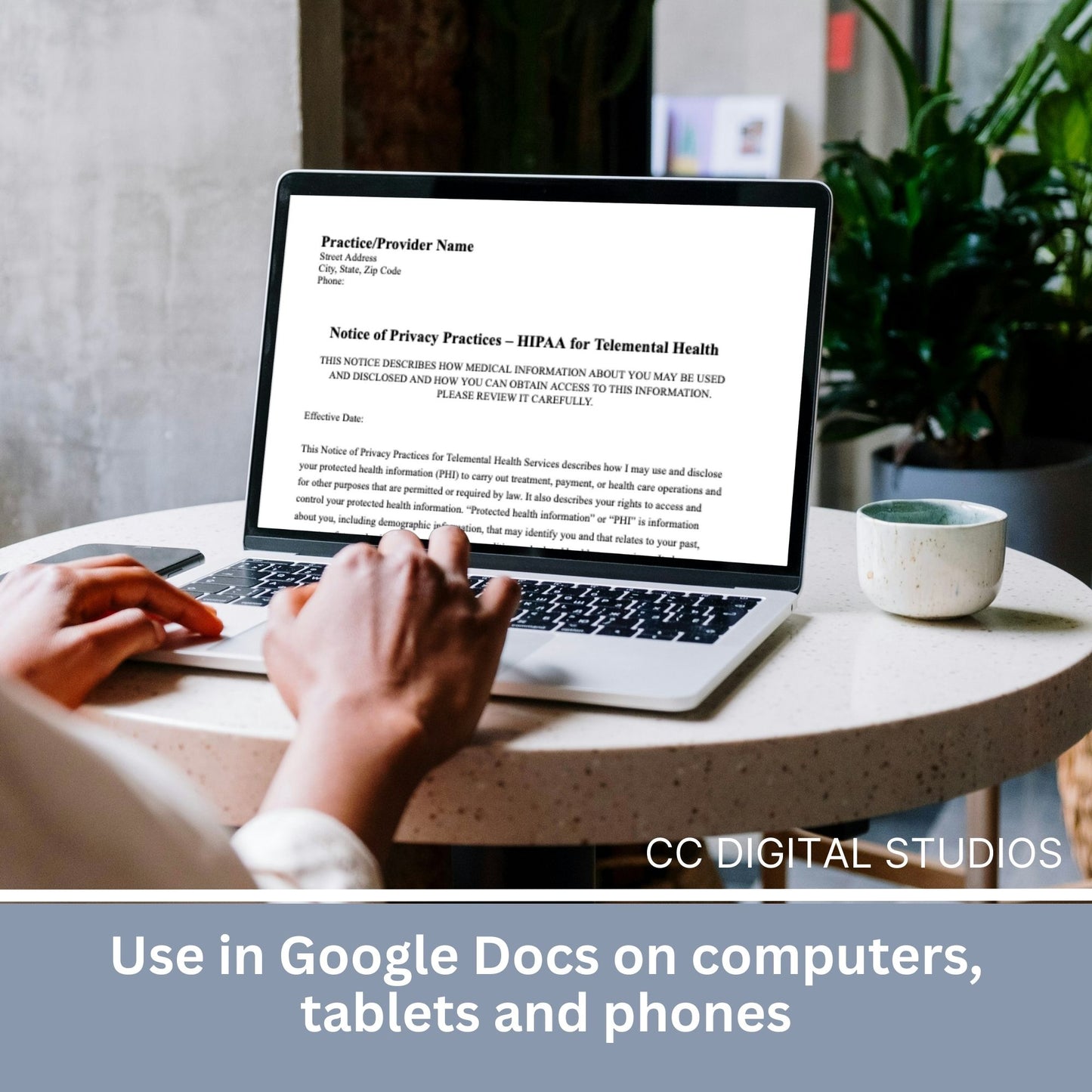 Telemental Health HIPAA Form, Notice of Privacy Practices for Therapist Office,  Telehealth Consent Forms, Counseling Forms, Client Intake