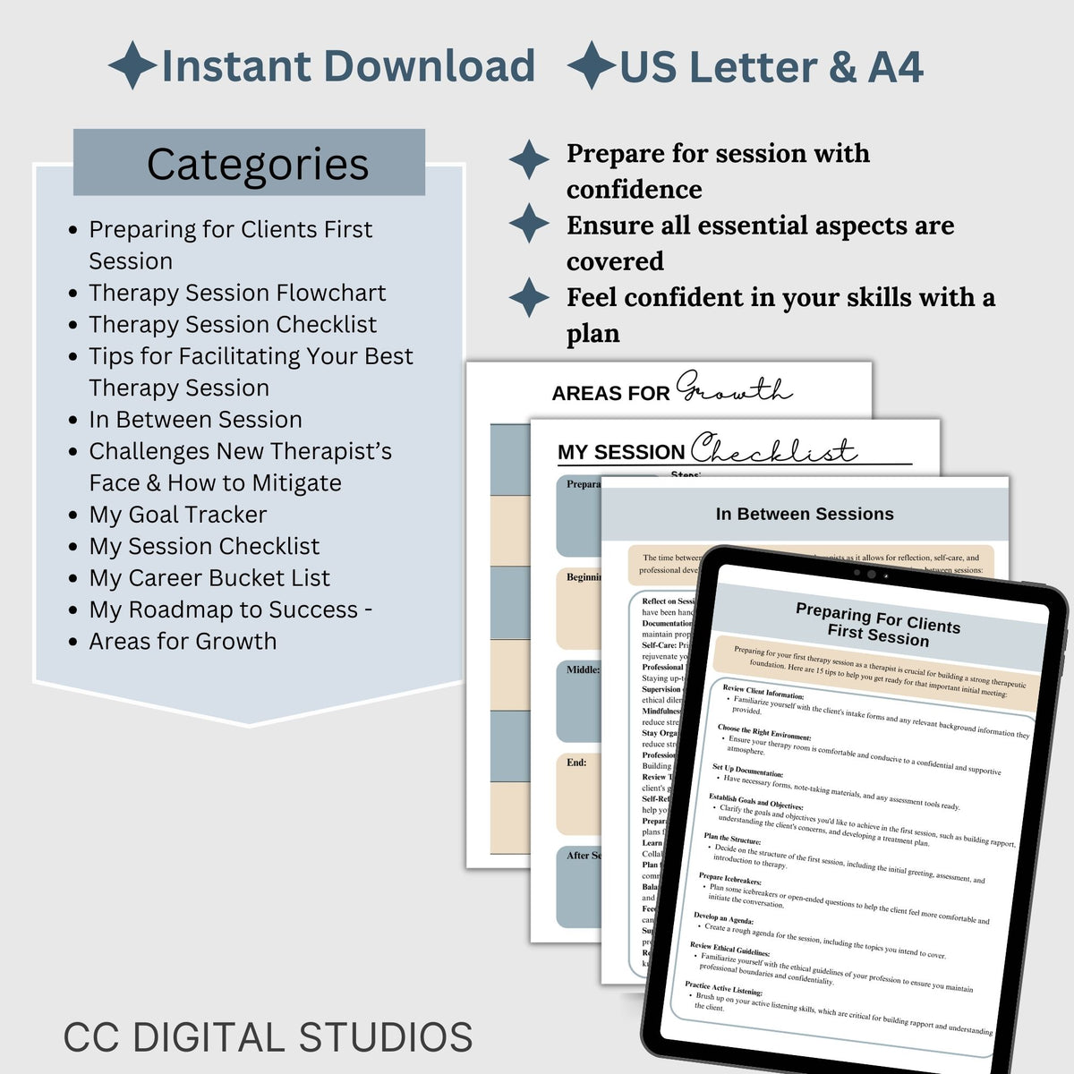 Therapy Session Pages Intro Therapy Session Guide: Structured Flowchart and Checklist for New Ther ...