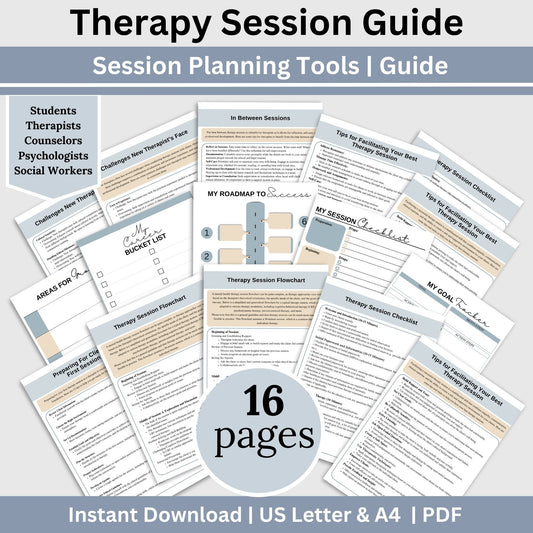 This cheat sheet is a must-have for therapists, offering a structured therapy session guide, flowchart, and checklist. Elevate your counseling tools with this therapy planner, designed to enhance organization and focus during sessions.