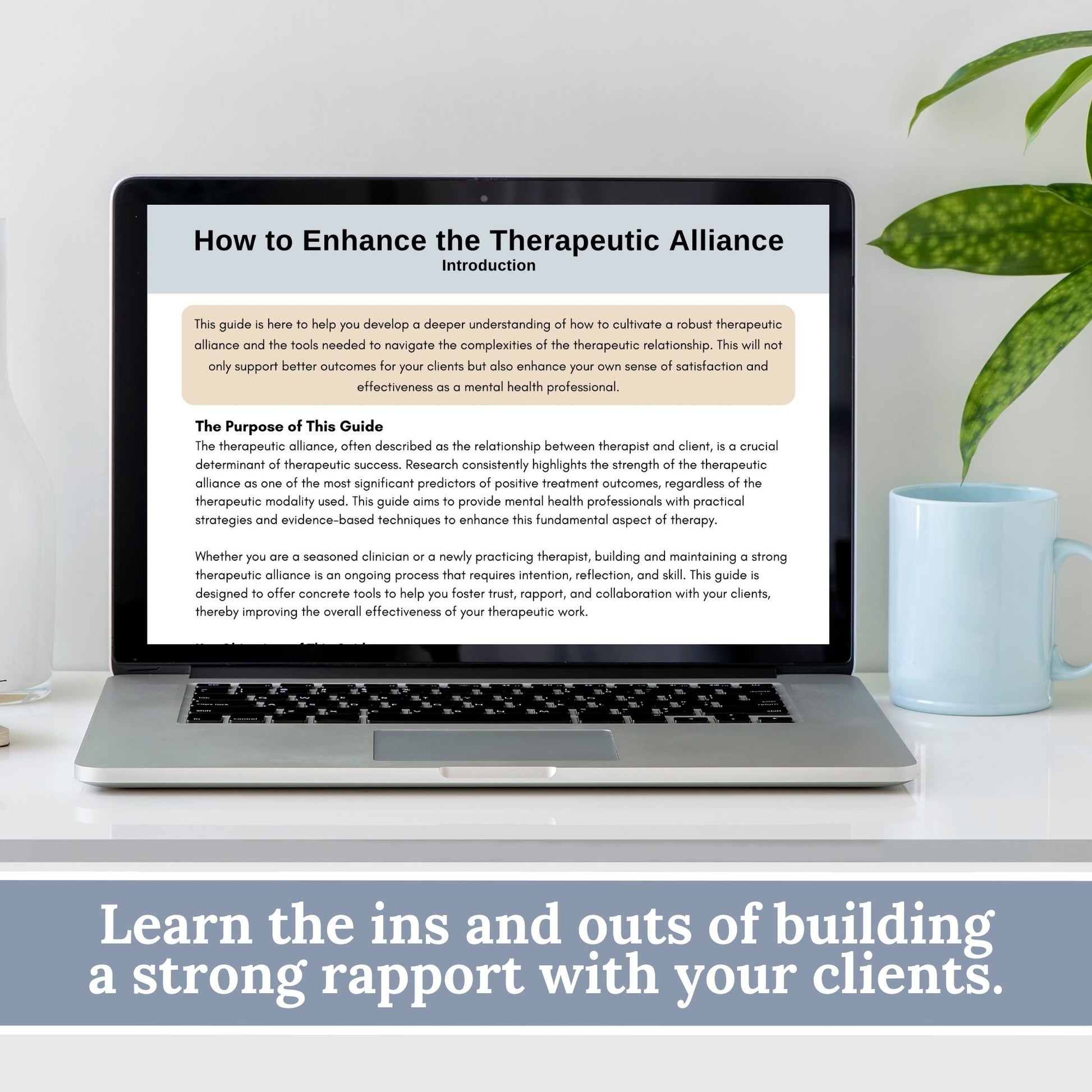 Therapeutic Alliance Guide for Building Rapport with Clients, Therapy Cheat Sheet, Counseling Resource, Therapist Planner for Communication, 81 page mental health client session guide