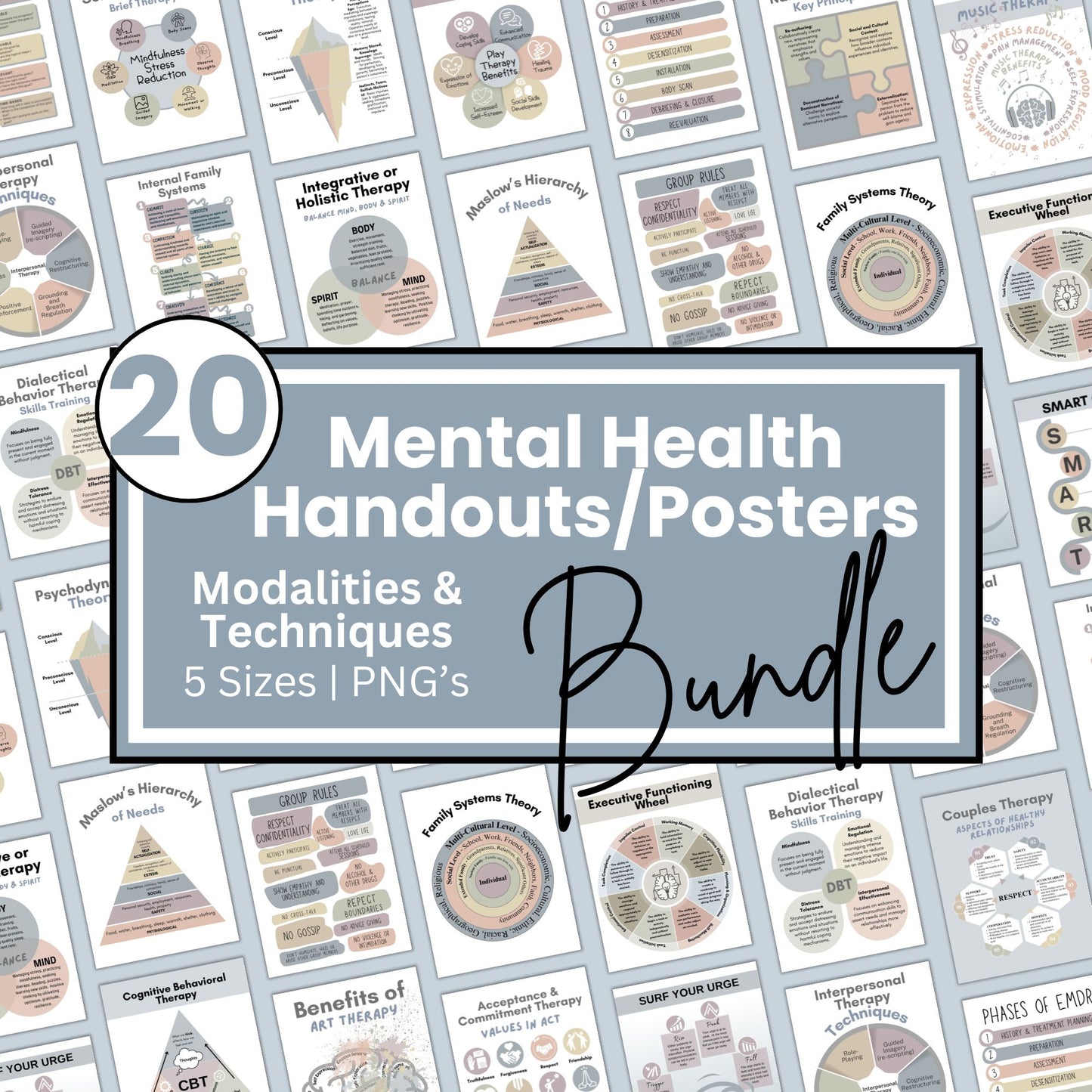 Therapy Wall Art or Infographic Handout Bundle: Enhance Your Therapist Office