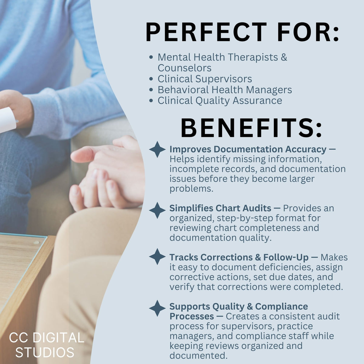Therapist Chart Audit Form, Mental Health Documentation Checklist (Fillable PDF)